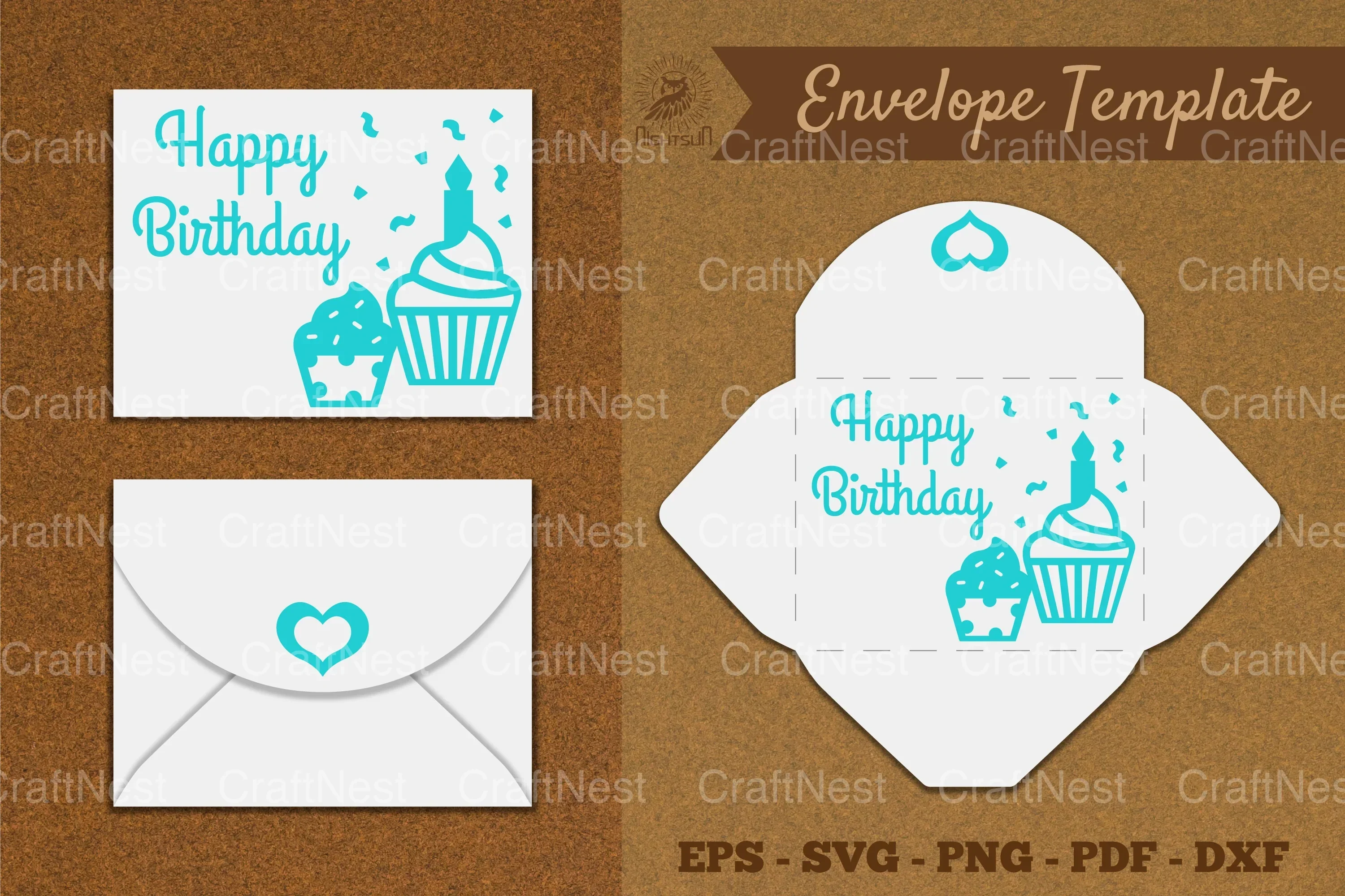 Birthday Envelope Template SVG Bundle