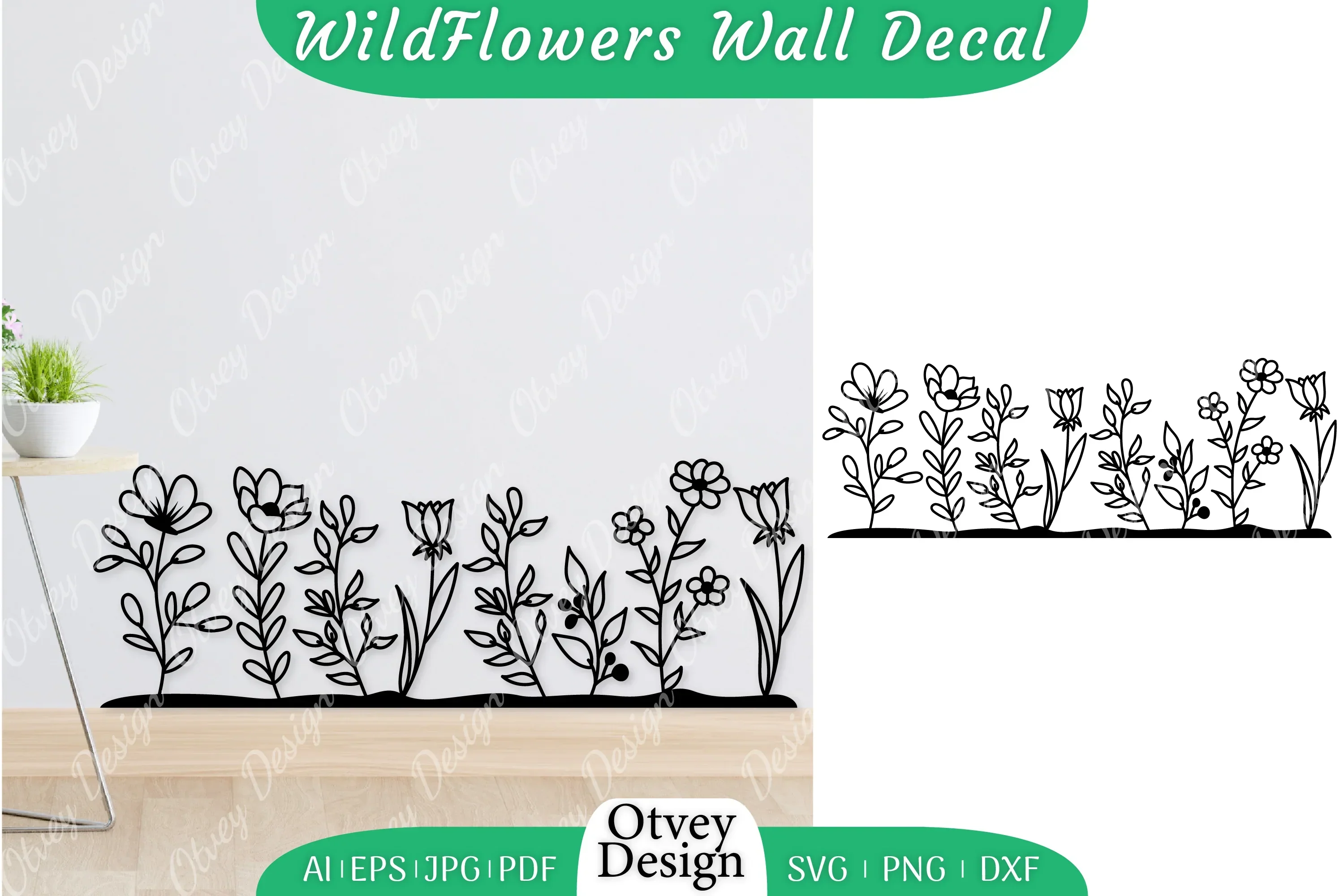 Blooming Wildflowers Wall Decal SVG Bundle