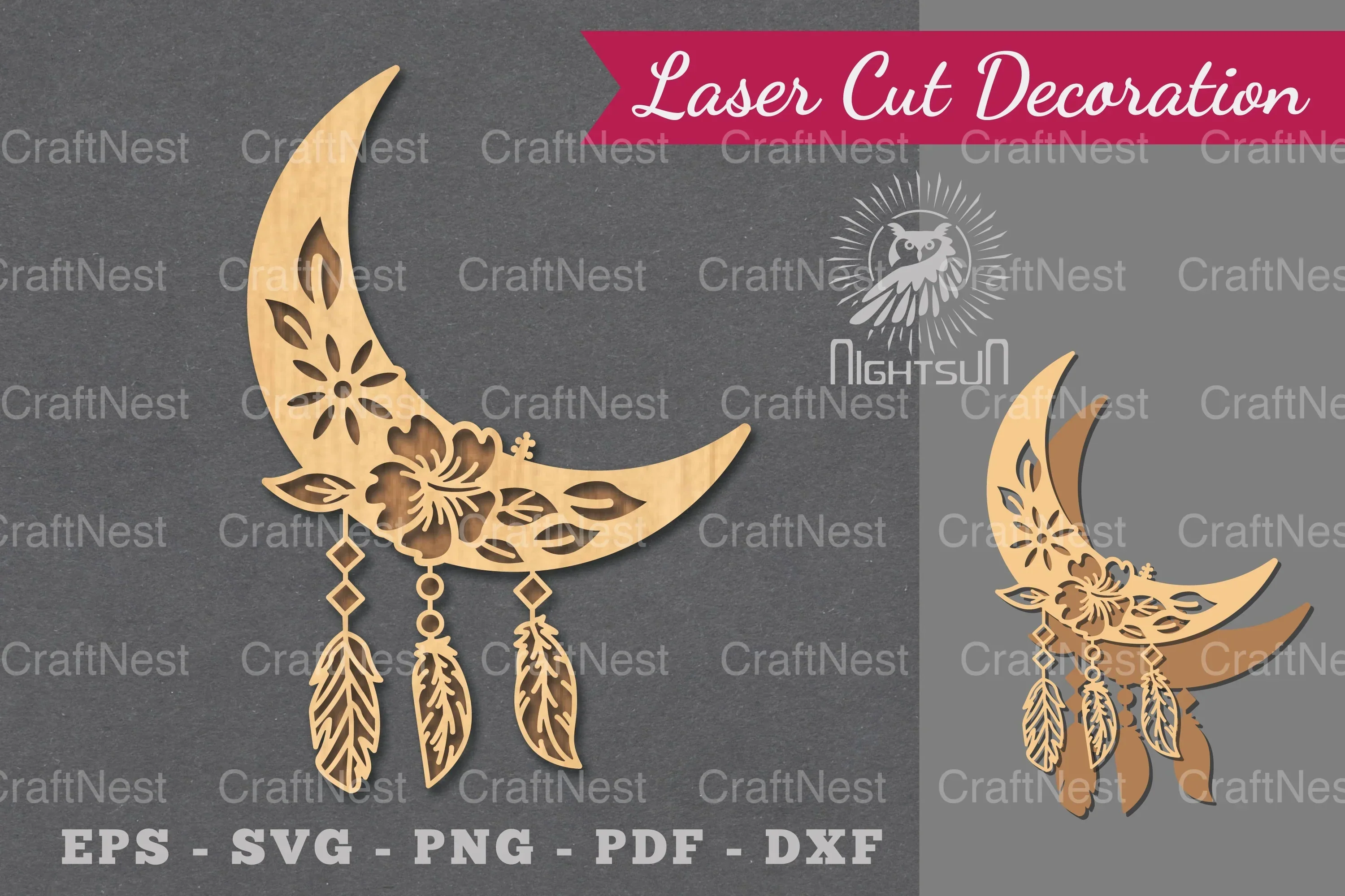 Boho Moon Laser Cut Decoration Clipart Bundle