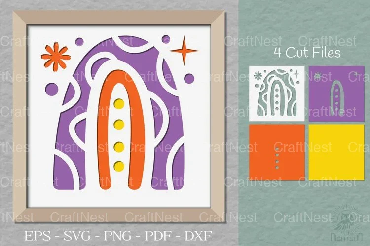 Boho Rainbow 3D Shadow Box SVG Bundle