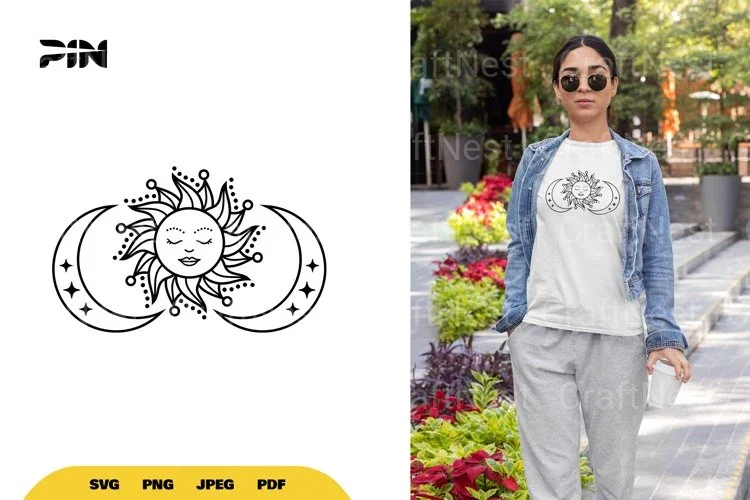 Boho Sun and Moon SVG Bundle