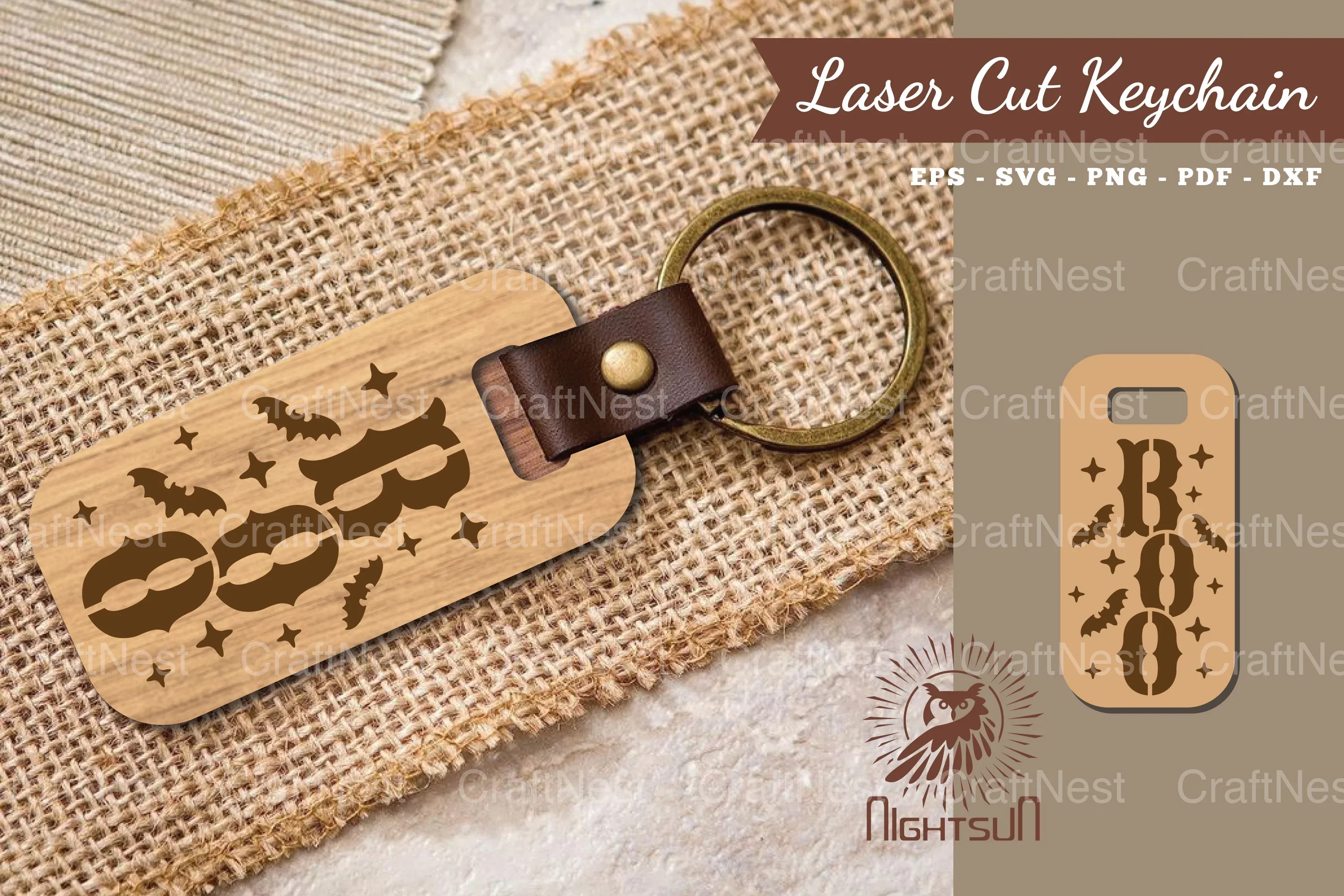 Boo Laser Cut Keychain Design Bundle