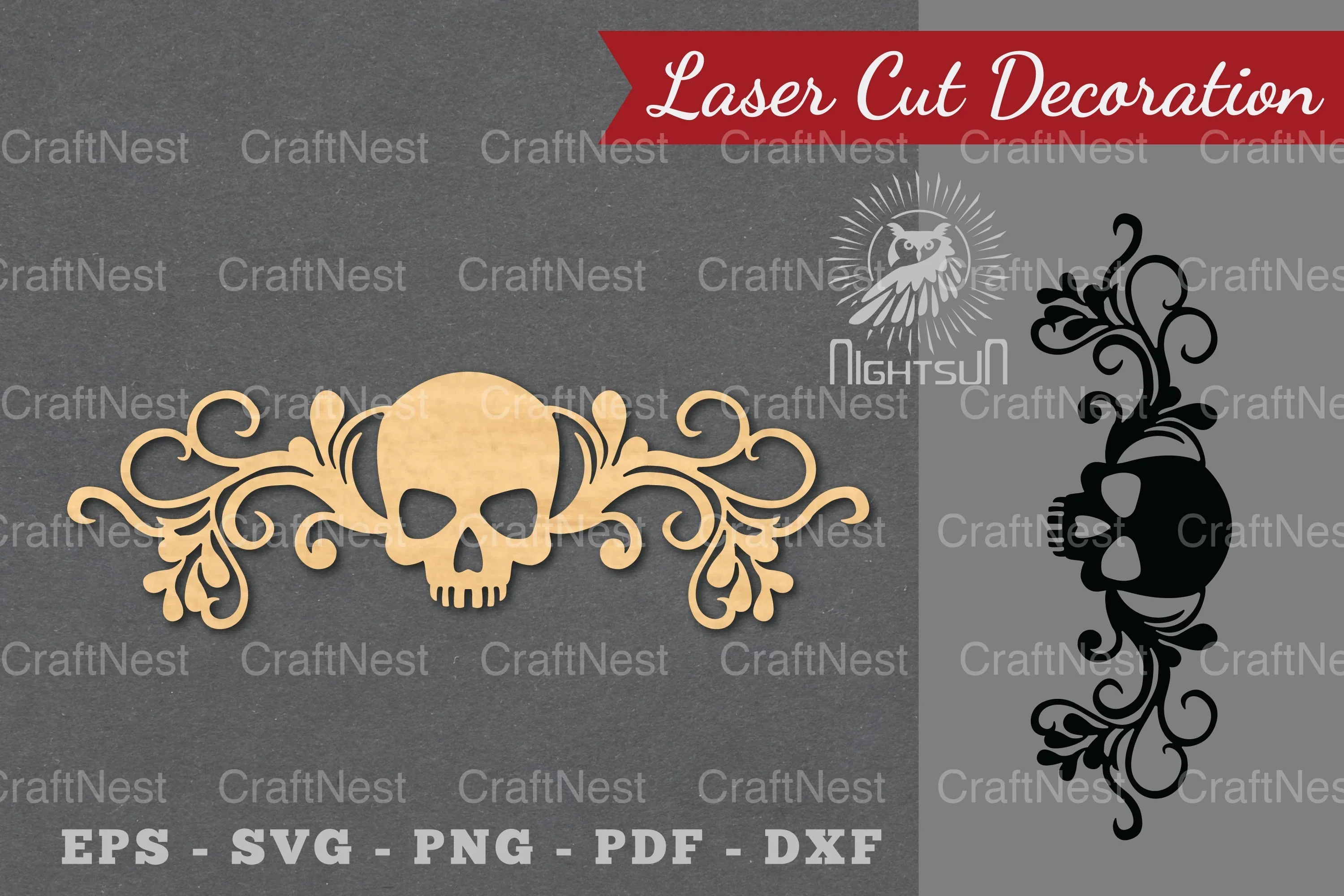 Border Skull Laser Cut Decoration Clipart Bundle
