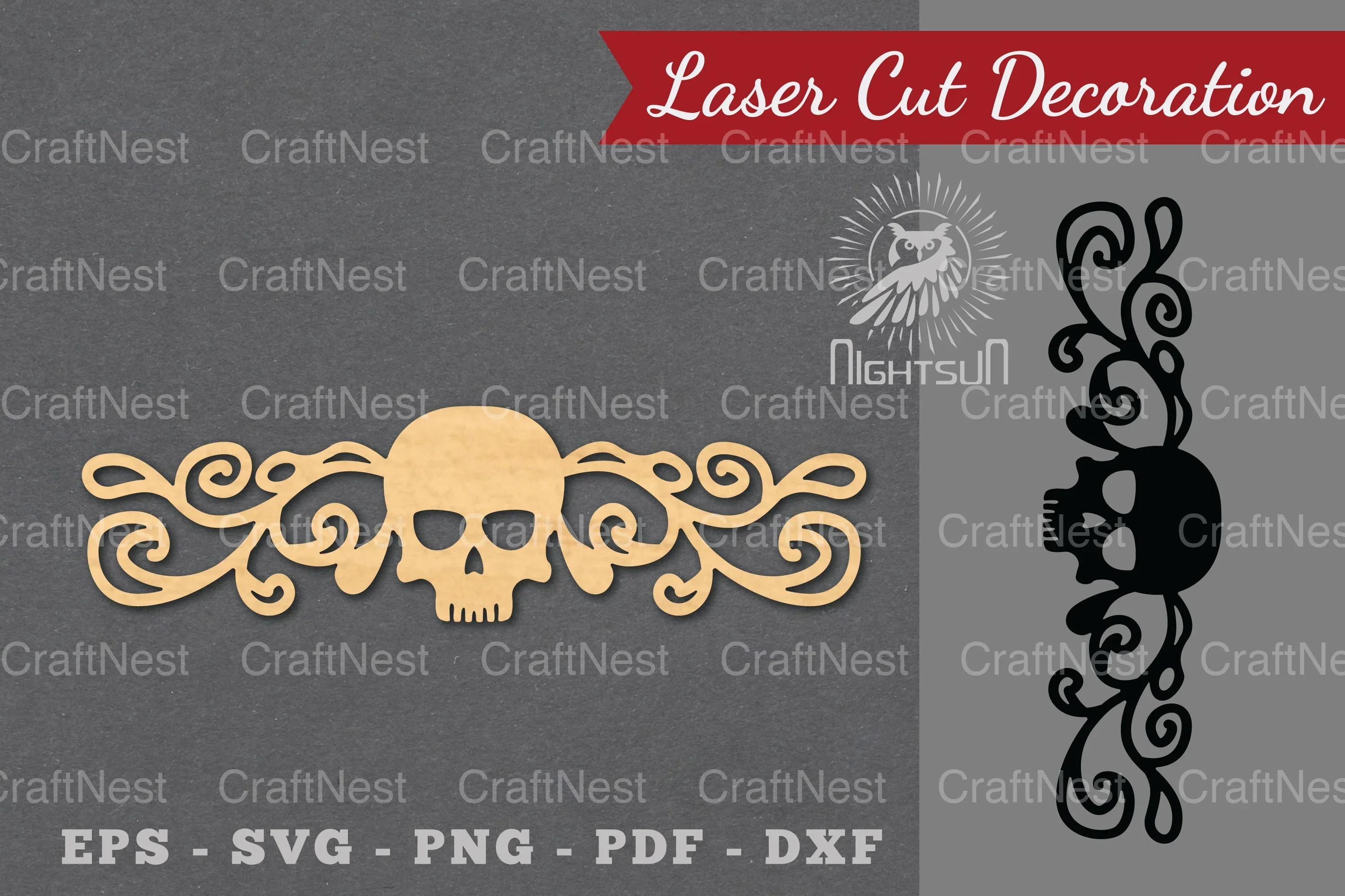 Border Skull Laser Cut Decoration Clipart Bundle