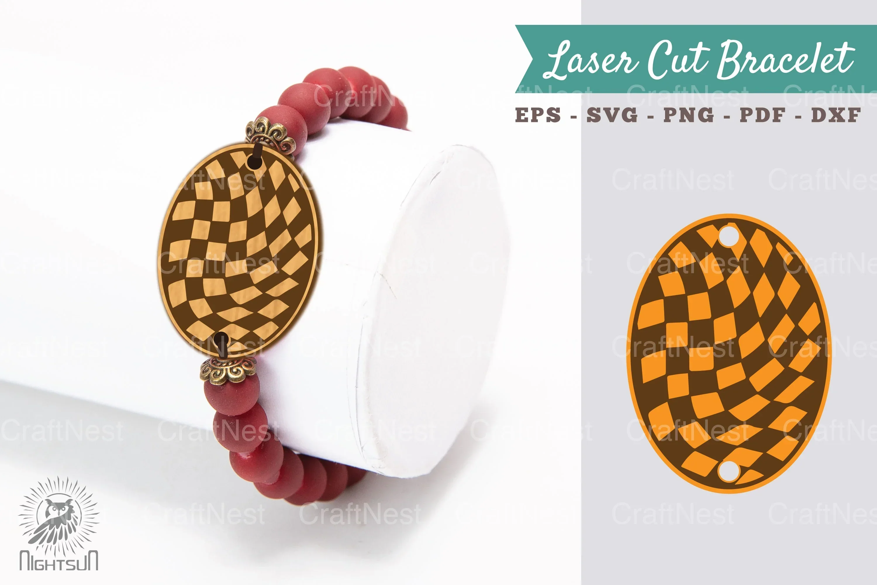 Brown Checker Pattern Laser Cut Bracelet Design Bundle
