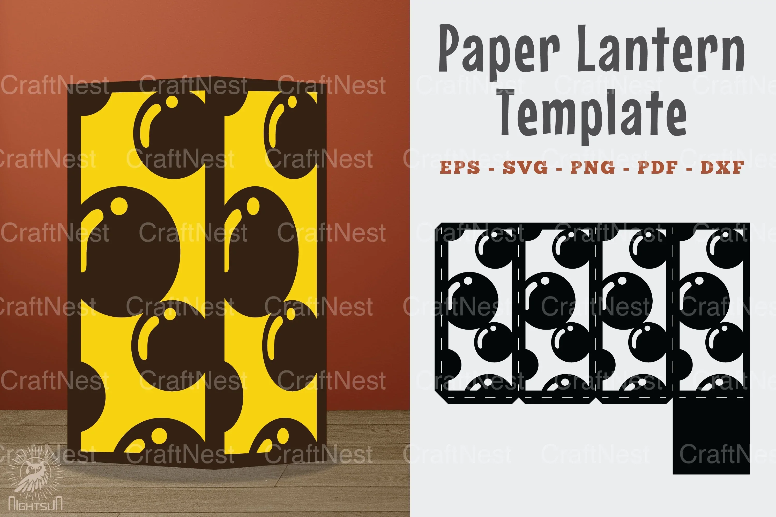 Bubble Papercut Lantern Template SVG Bundle