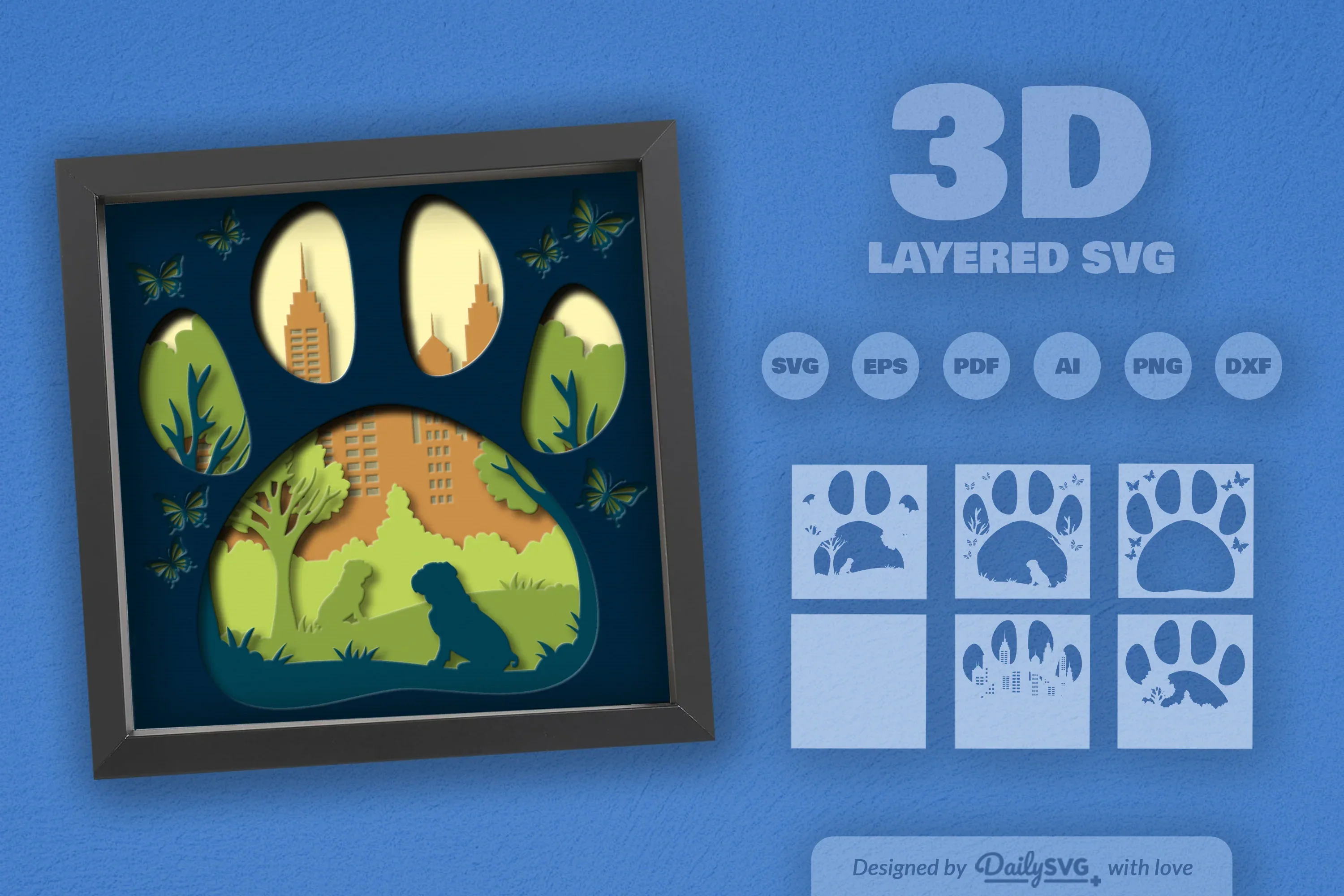 Bulldog Papercut SVG Bundle: Park Sitting Design - Image 2