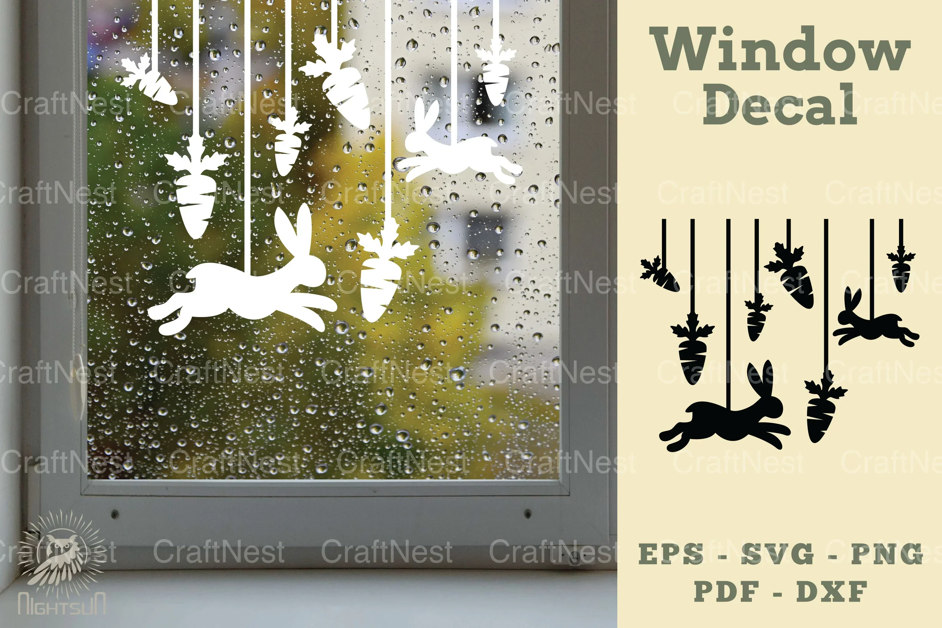 Bunny and Carrot Window Decal Clipart Bundle