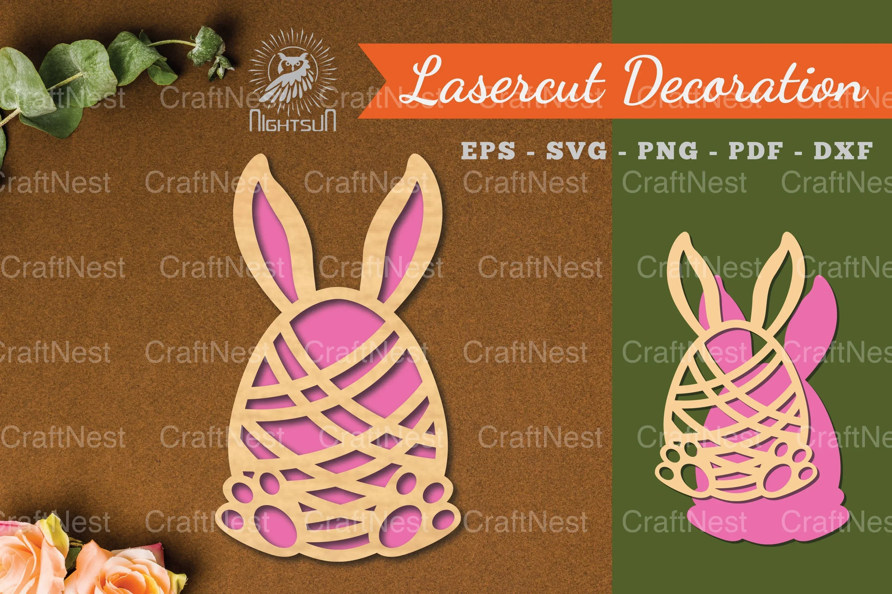 Bunny Egg Laser Cut Decoration Clipart Bundle