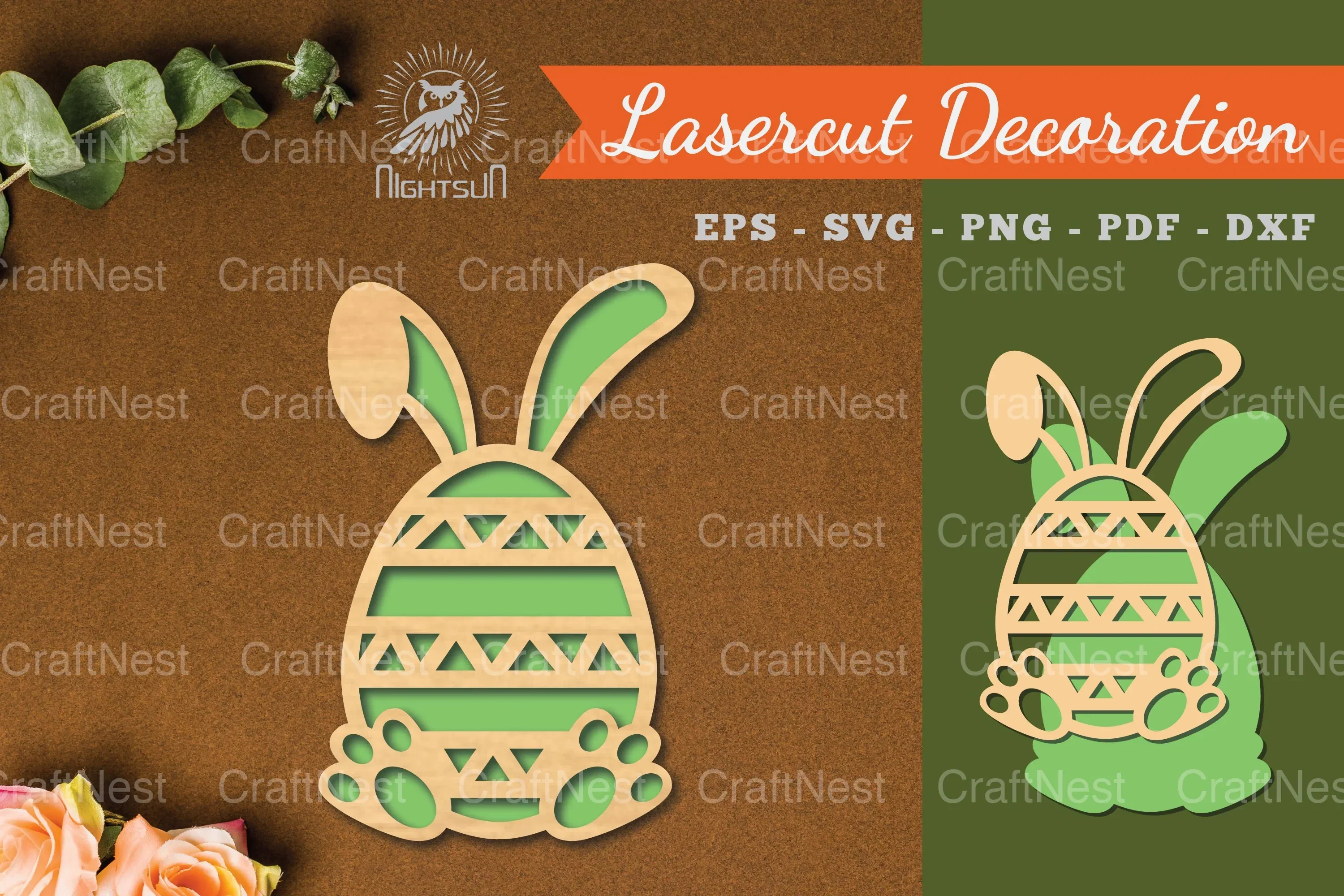 Bunny Egg Laser Cut Decoration Clipart Bundle