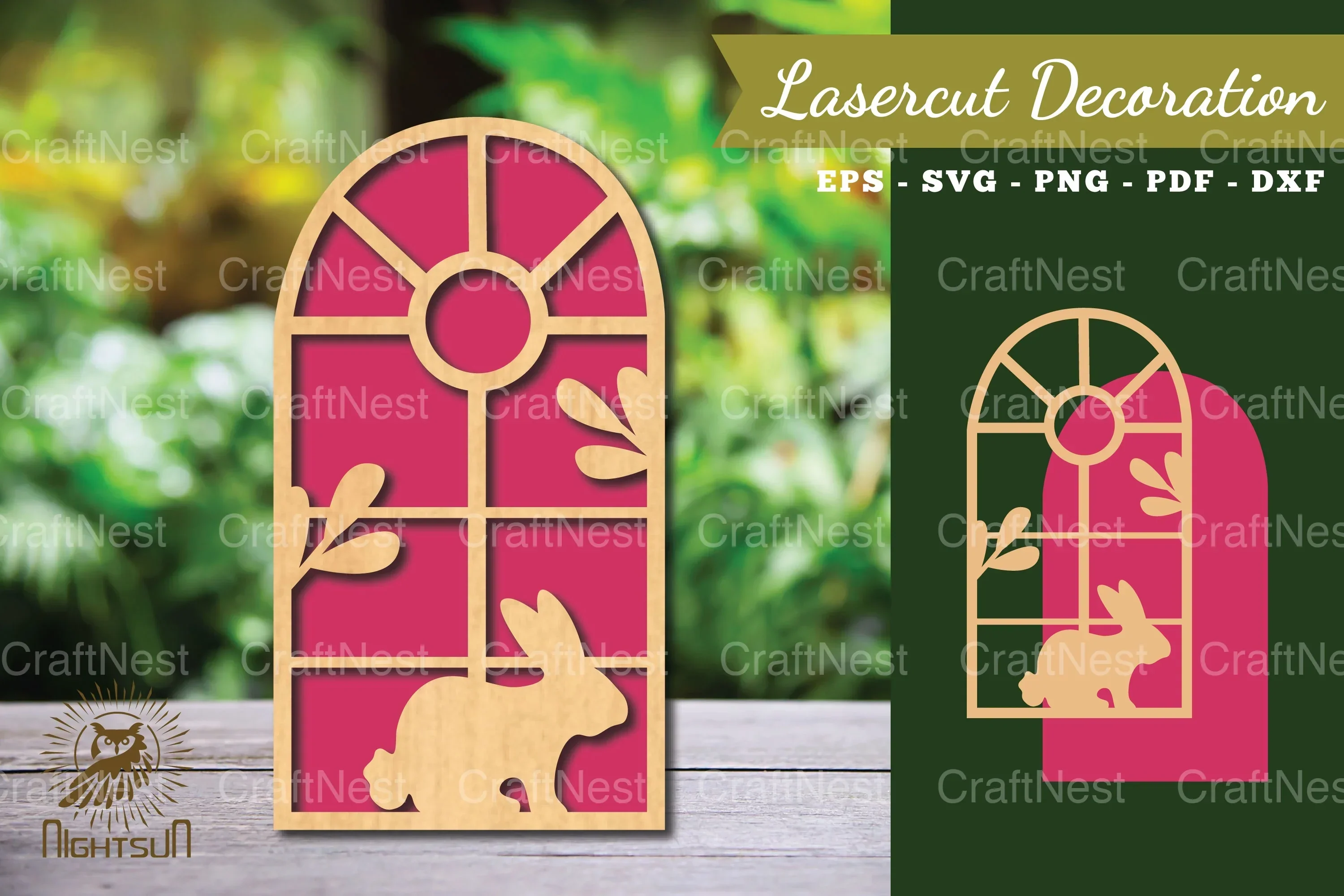Bunny in the Window Laser Cut Decoration Clipart Bundle
