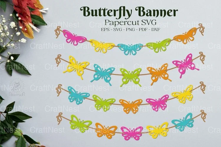 Butterfly Banner Papercut SVG Bundle
