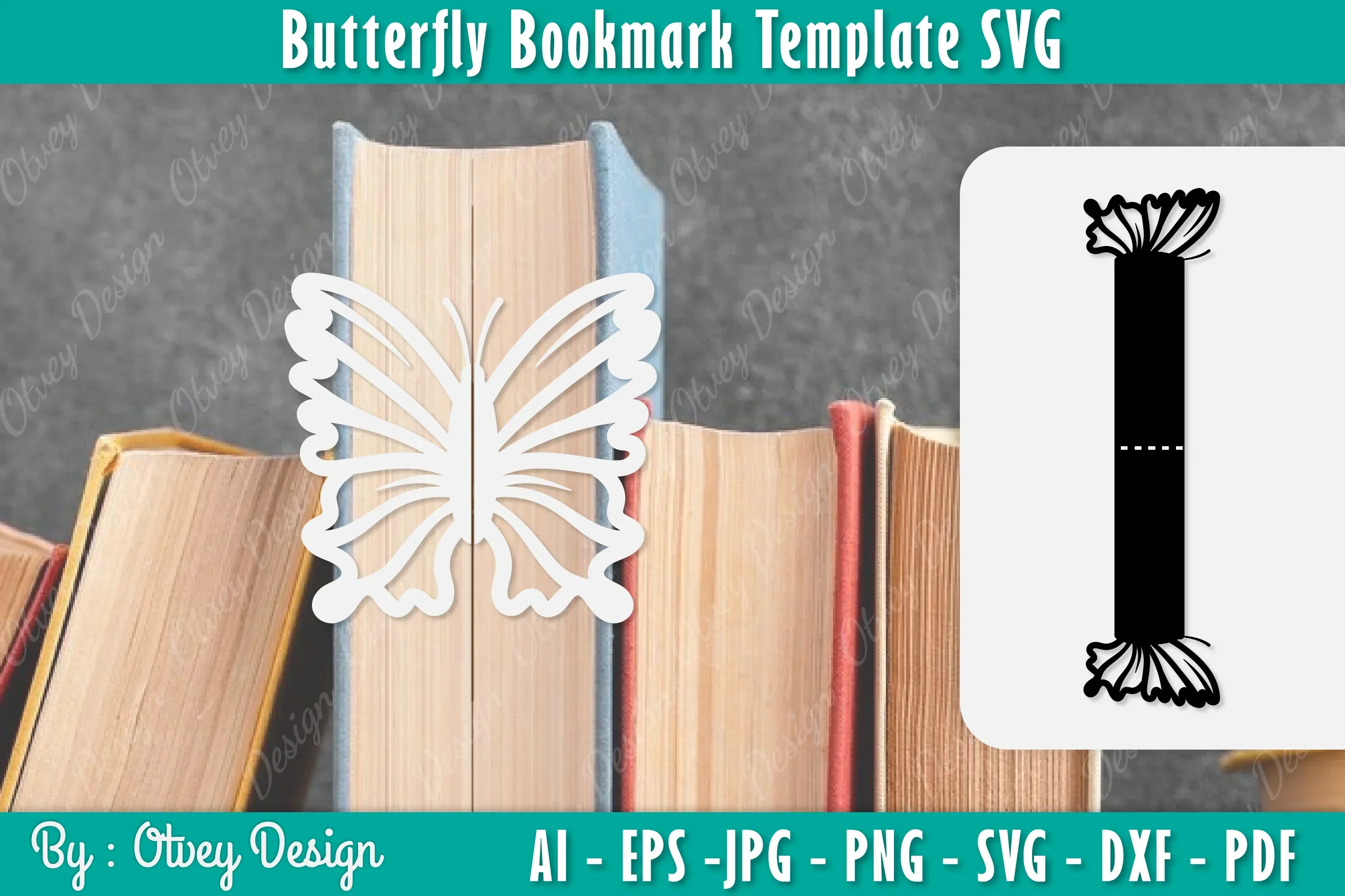 Butterfly Bookmark Template SVG Bundle