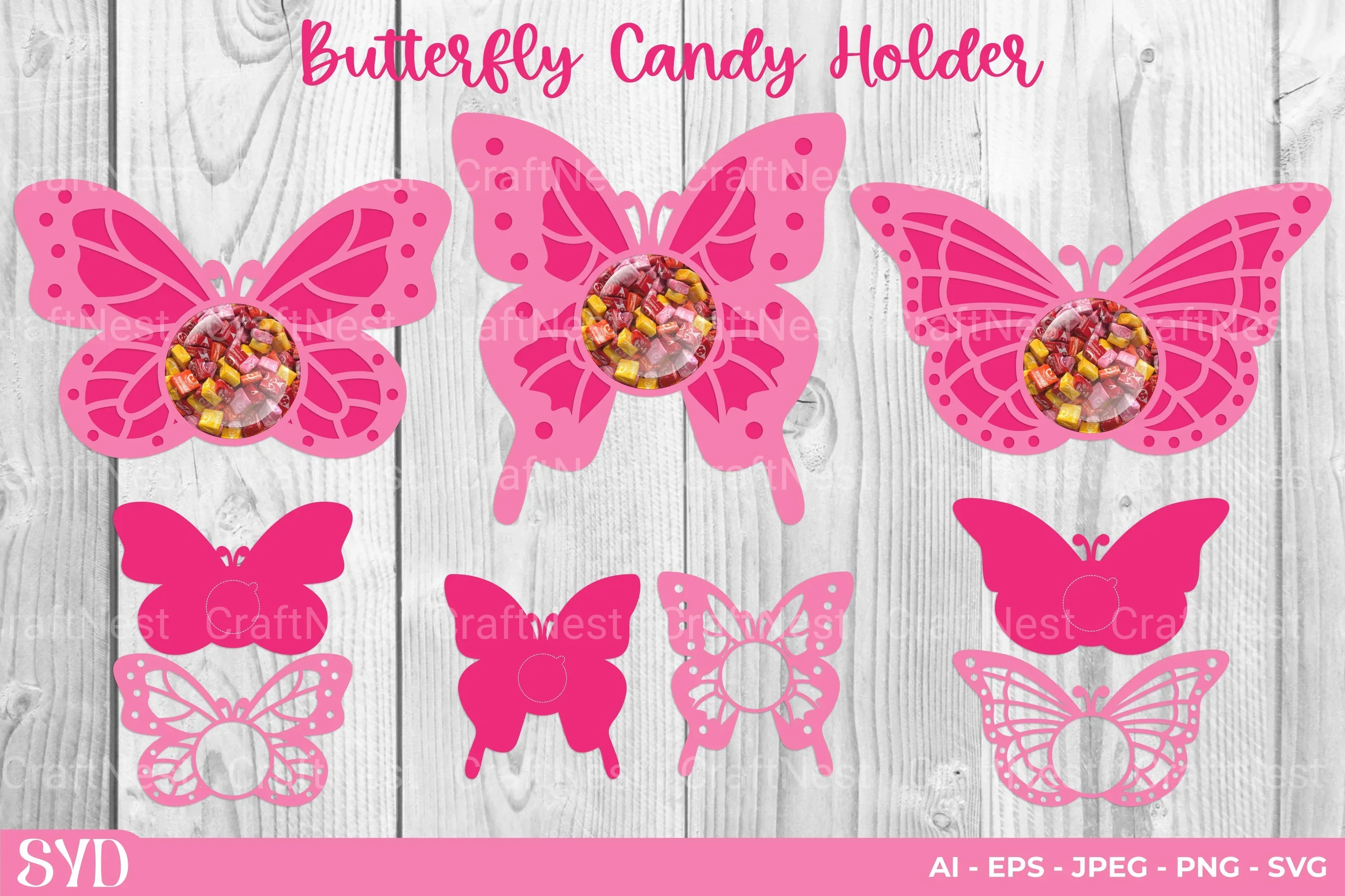 Butterfly Candy Holder SVG Bundle Clipart