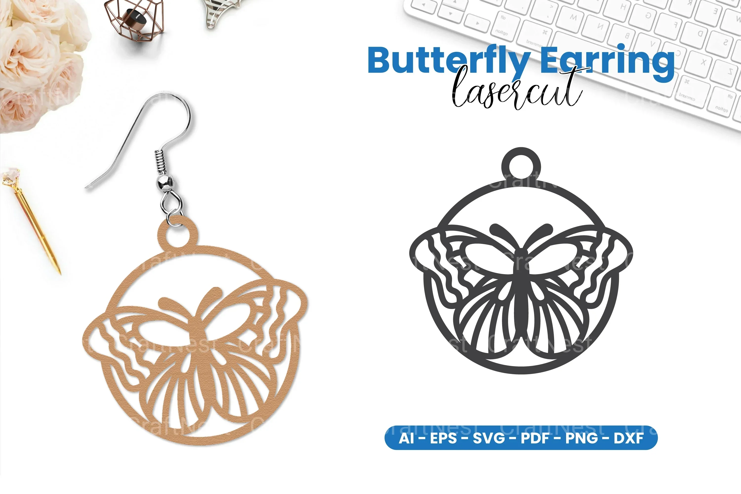 Butterfly Earring Lasercut SVG Bundle