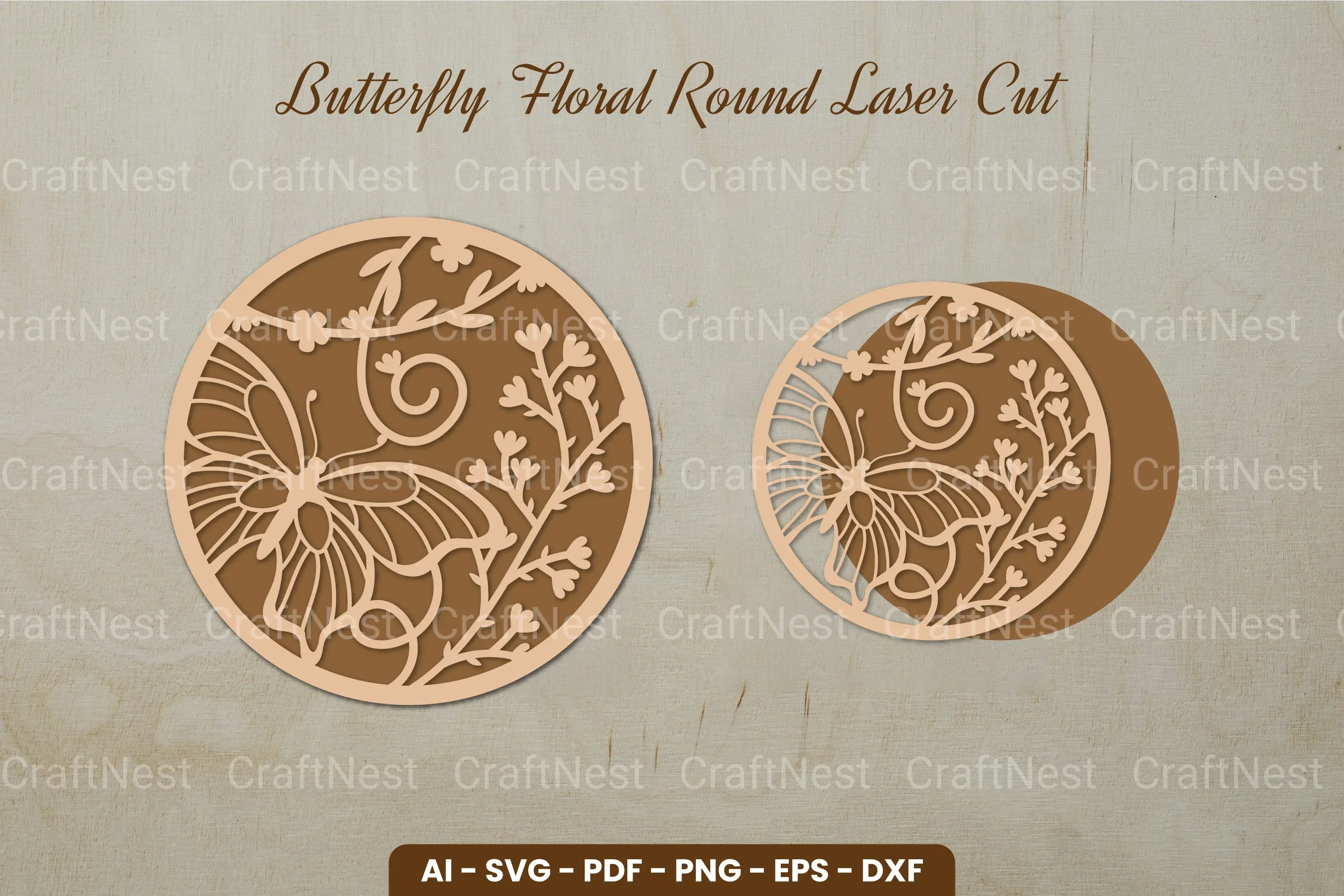 Butterfly Floral Round Laser Cut SVG Bundle