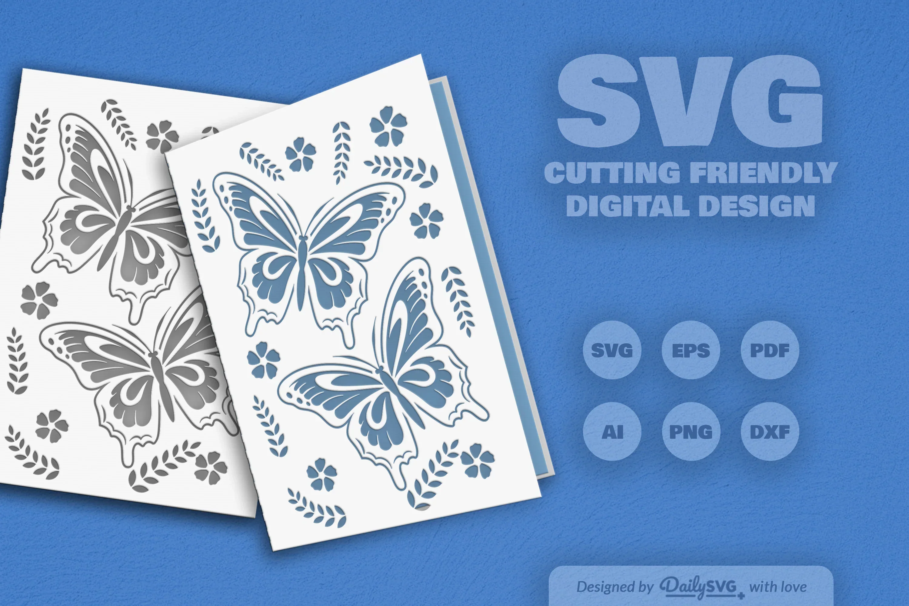 Butterfly Folk Art Greeting Card Clipart SVG Bundle - Image 10