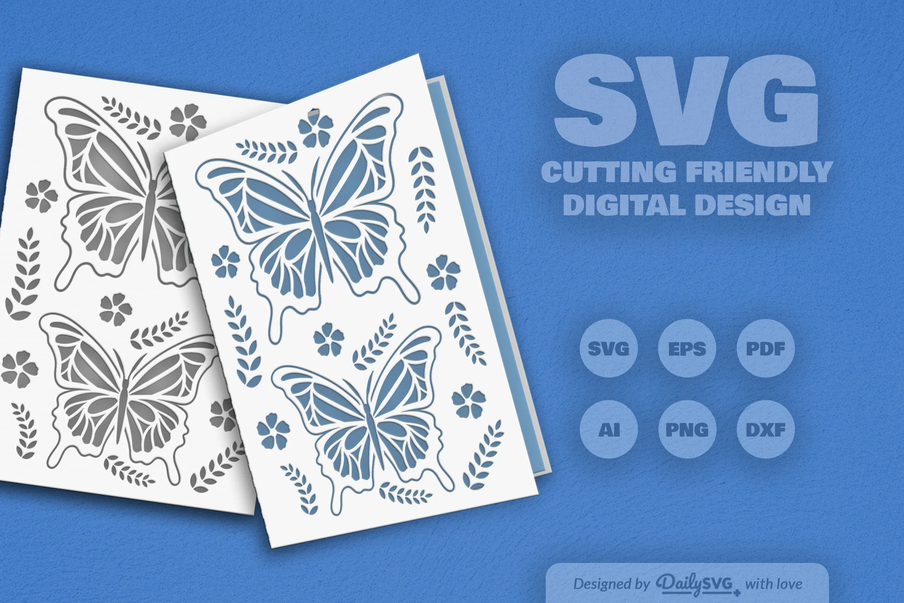 Butterfly Folk Art Greeting Card Clipart SVG Bundle - Image 4