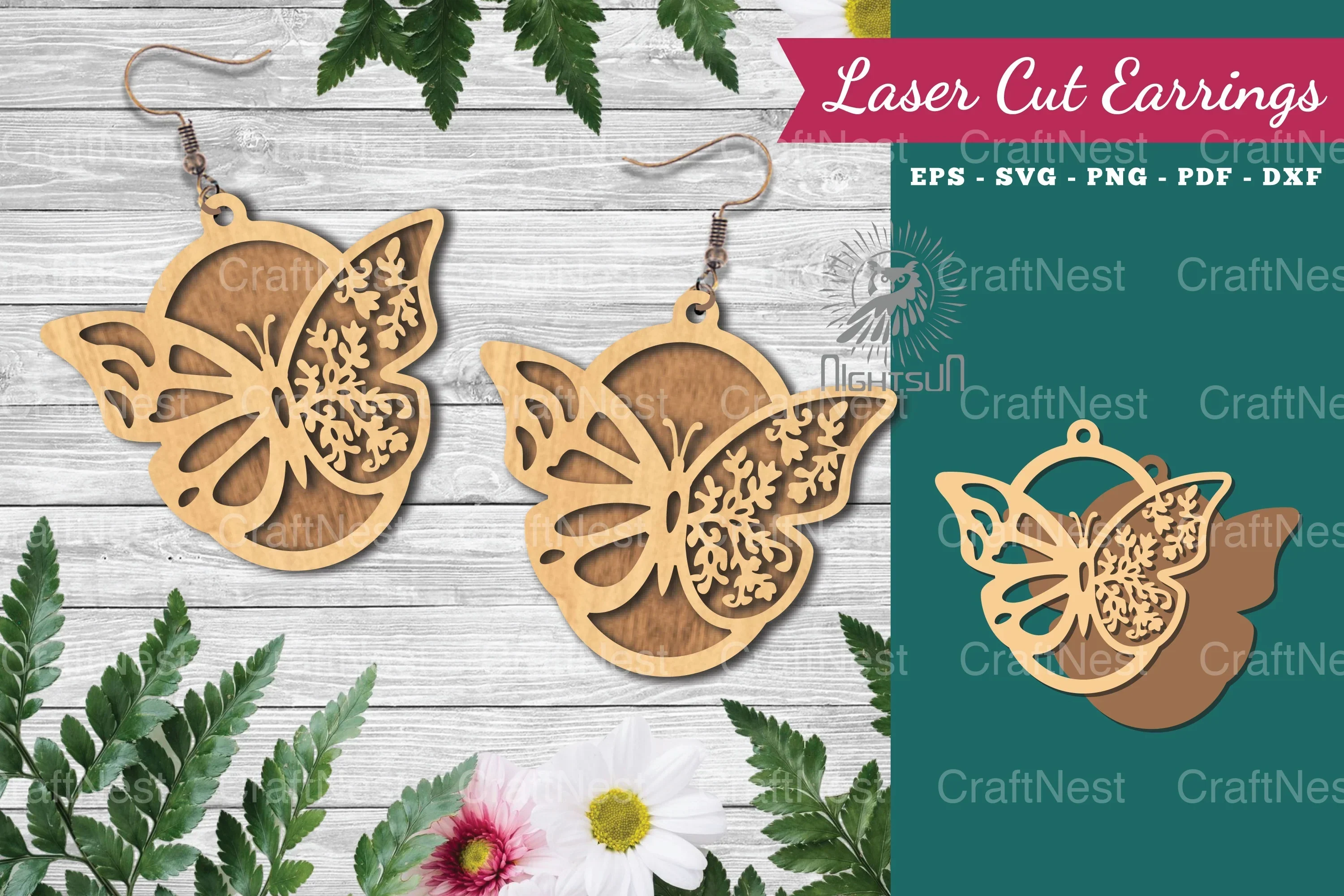 Butterfly Laser Cut Earrings Design Bundle