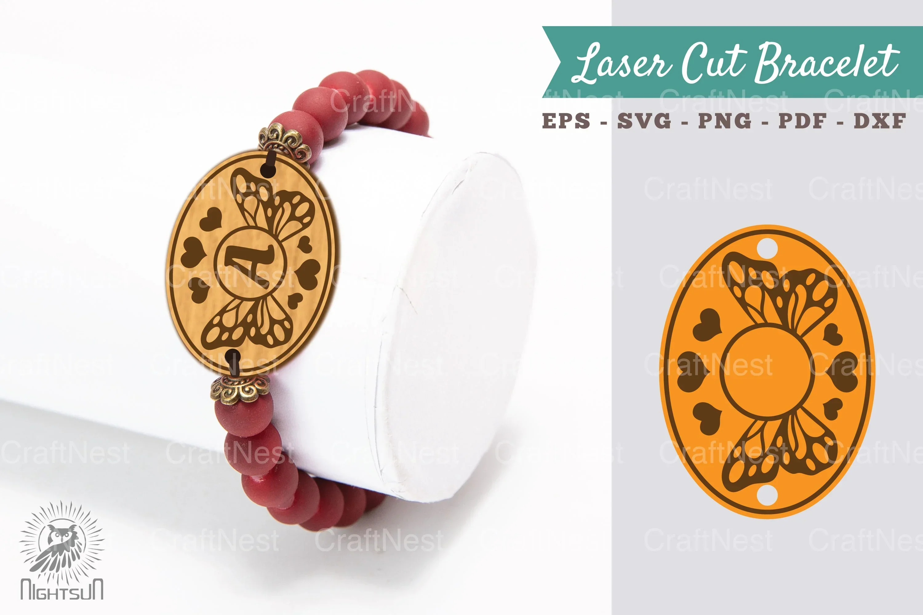 Butterfly Monogram Laser Cut Bracelet Design Bundle
