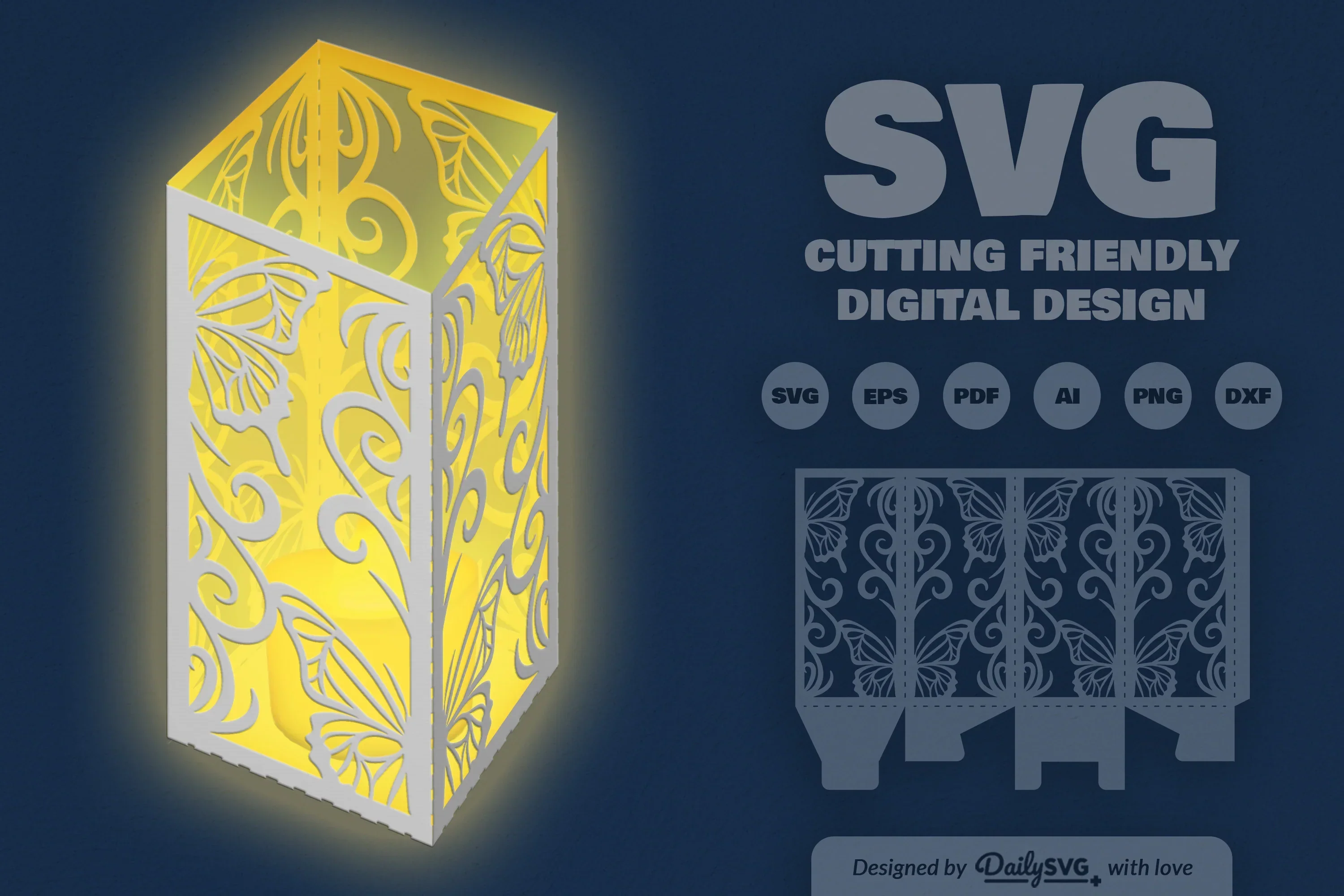 Butterfly Ornament Lantern Paper Cut Clipart - Image 4