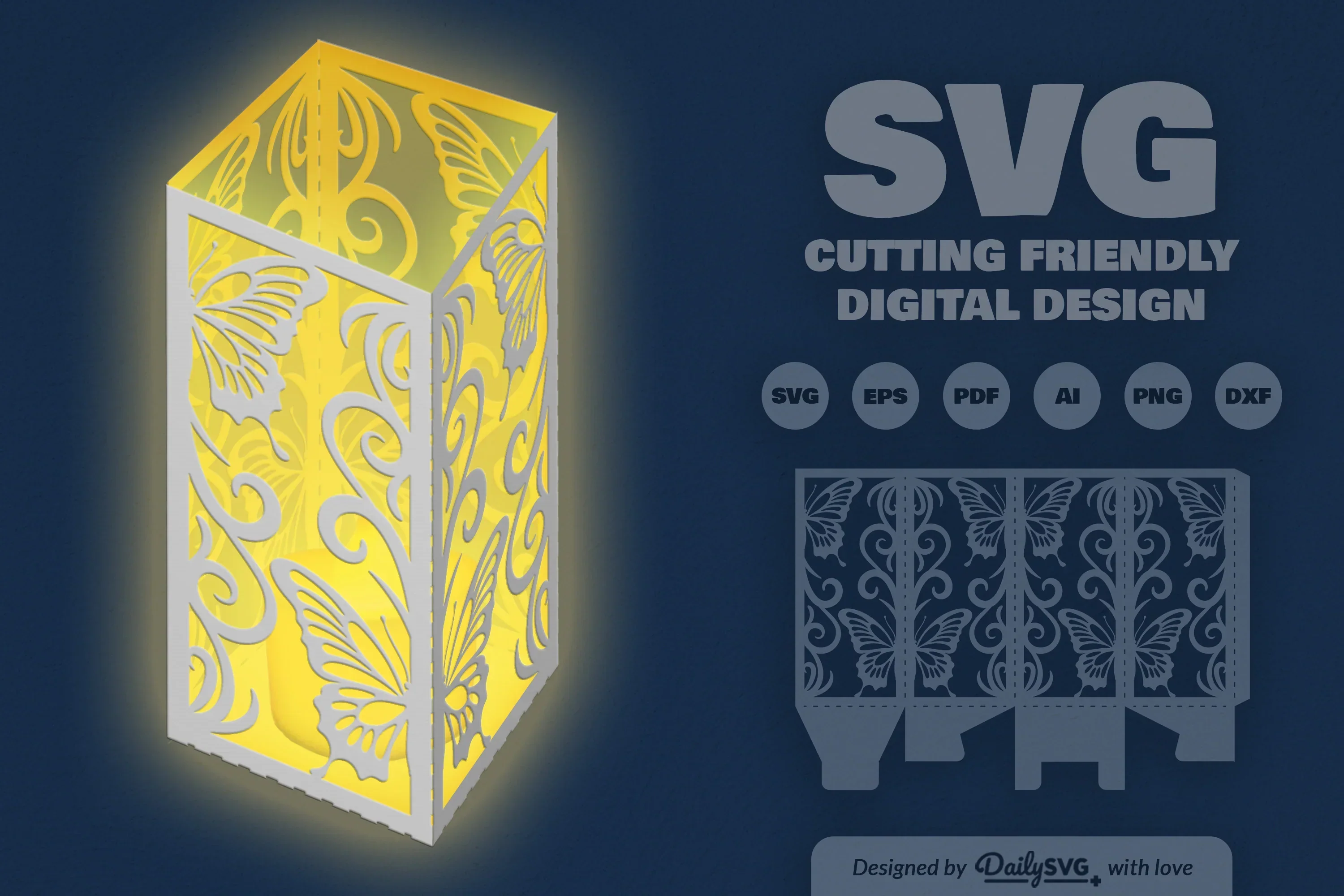 Butterfly Ornament Lantern Paper Cut Clipart - Image 8