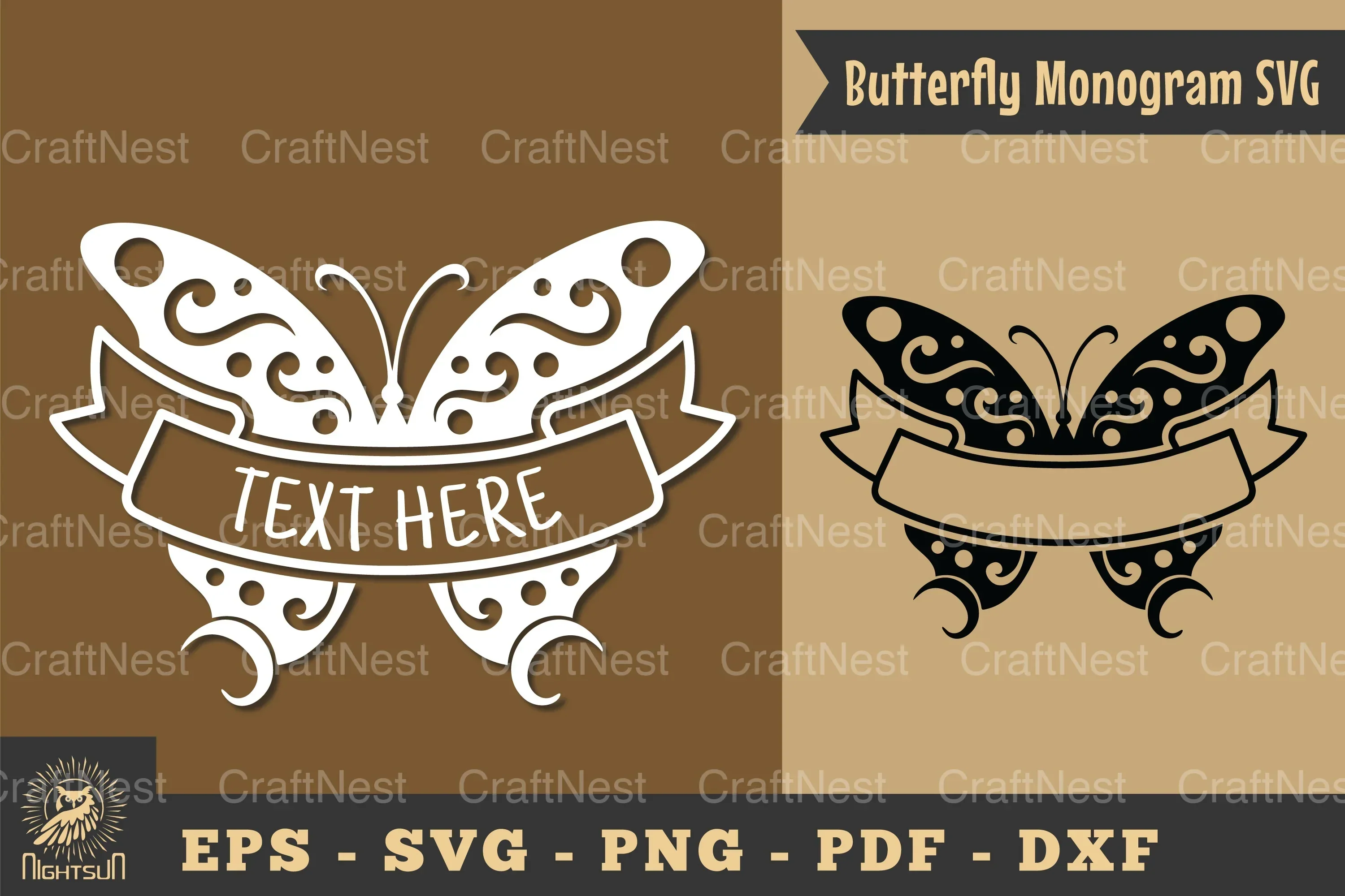 Butterfly Ribbon Monogram SVG Bundle