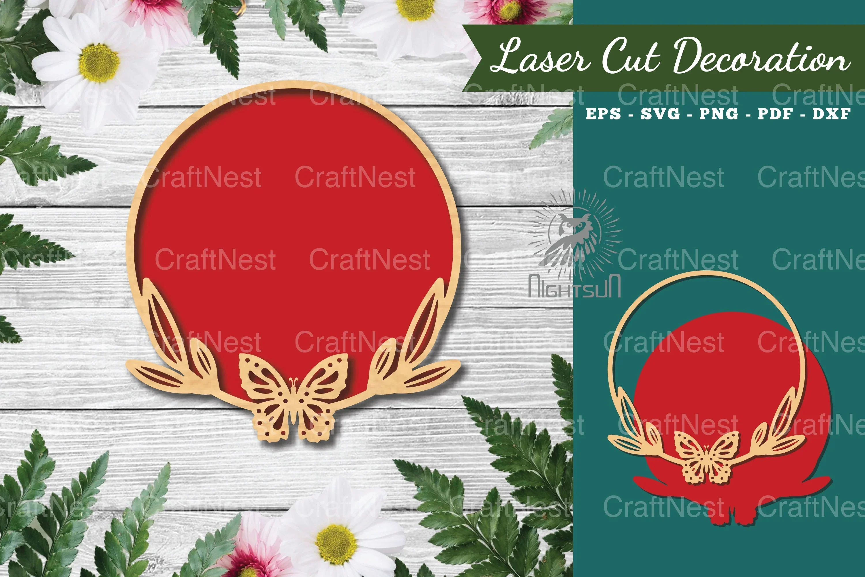 Butterfly Round Laser Cut Sign Clipart Bundle