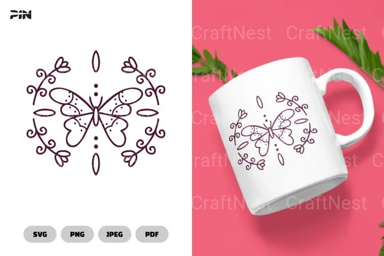 Butterfly Scandinavian Doodle Clipart Bundle