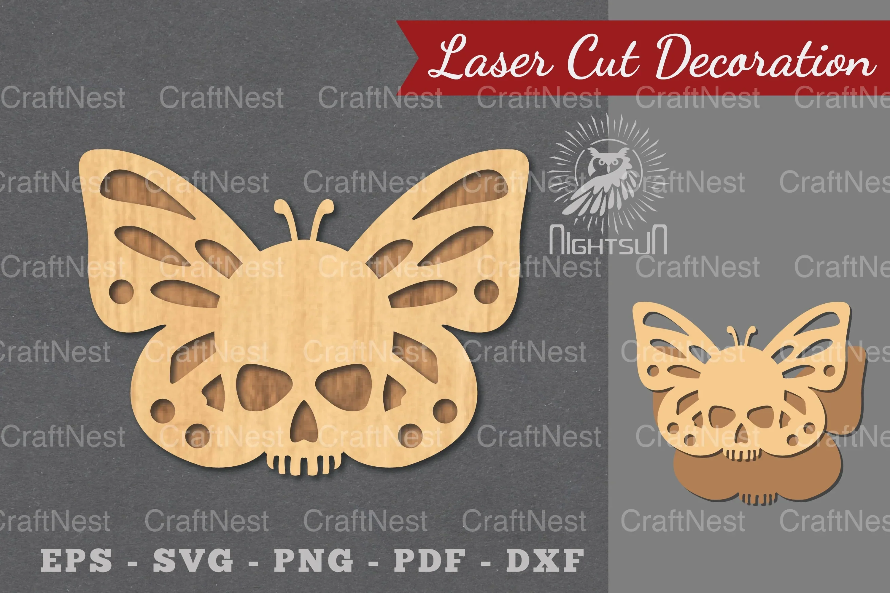 Butterfly Skull Laser Cut Decoration Clipart Bundle