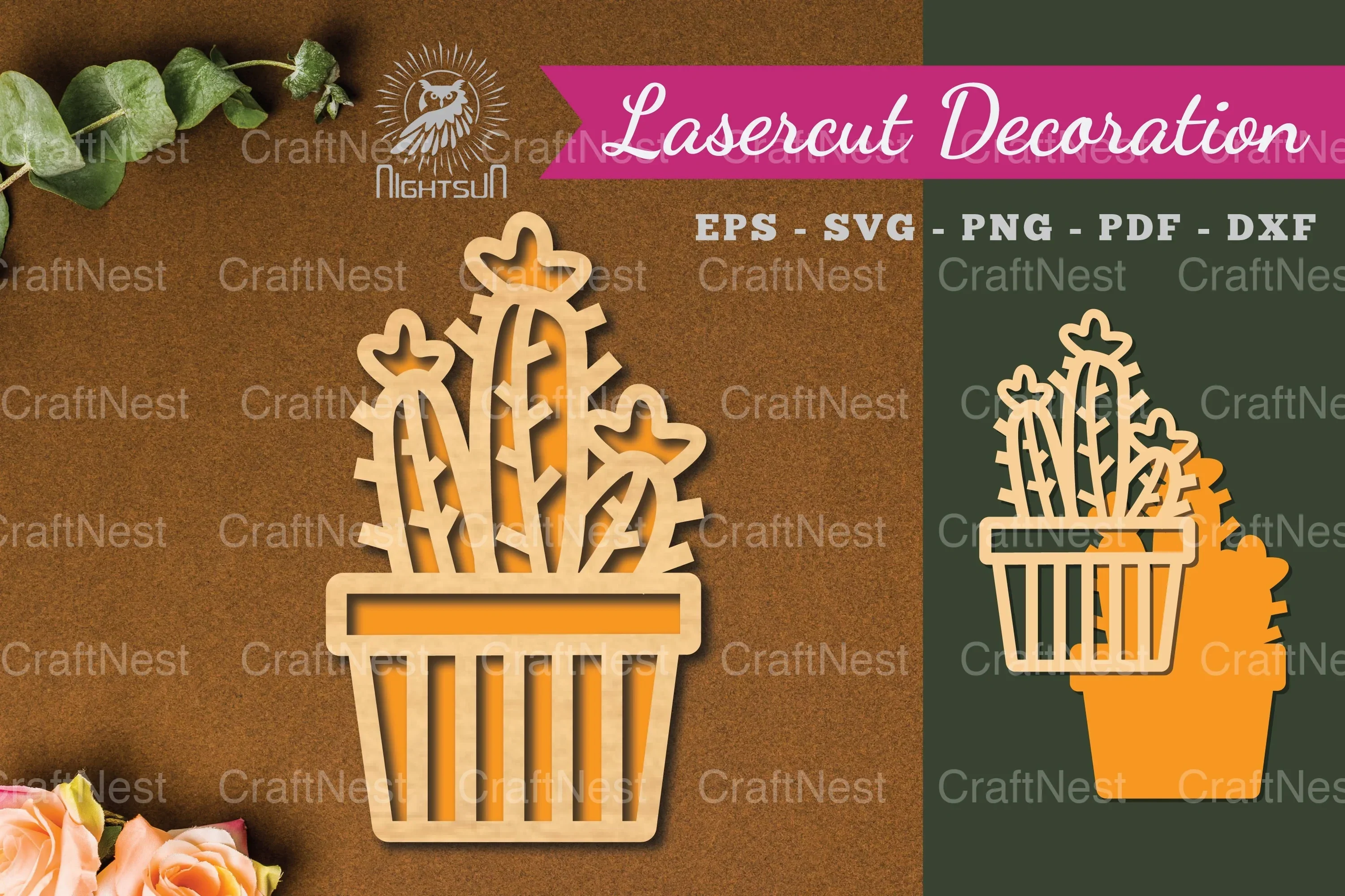 Cactus Laser Cut Decoration Clipart Bundle