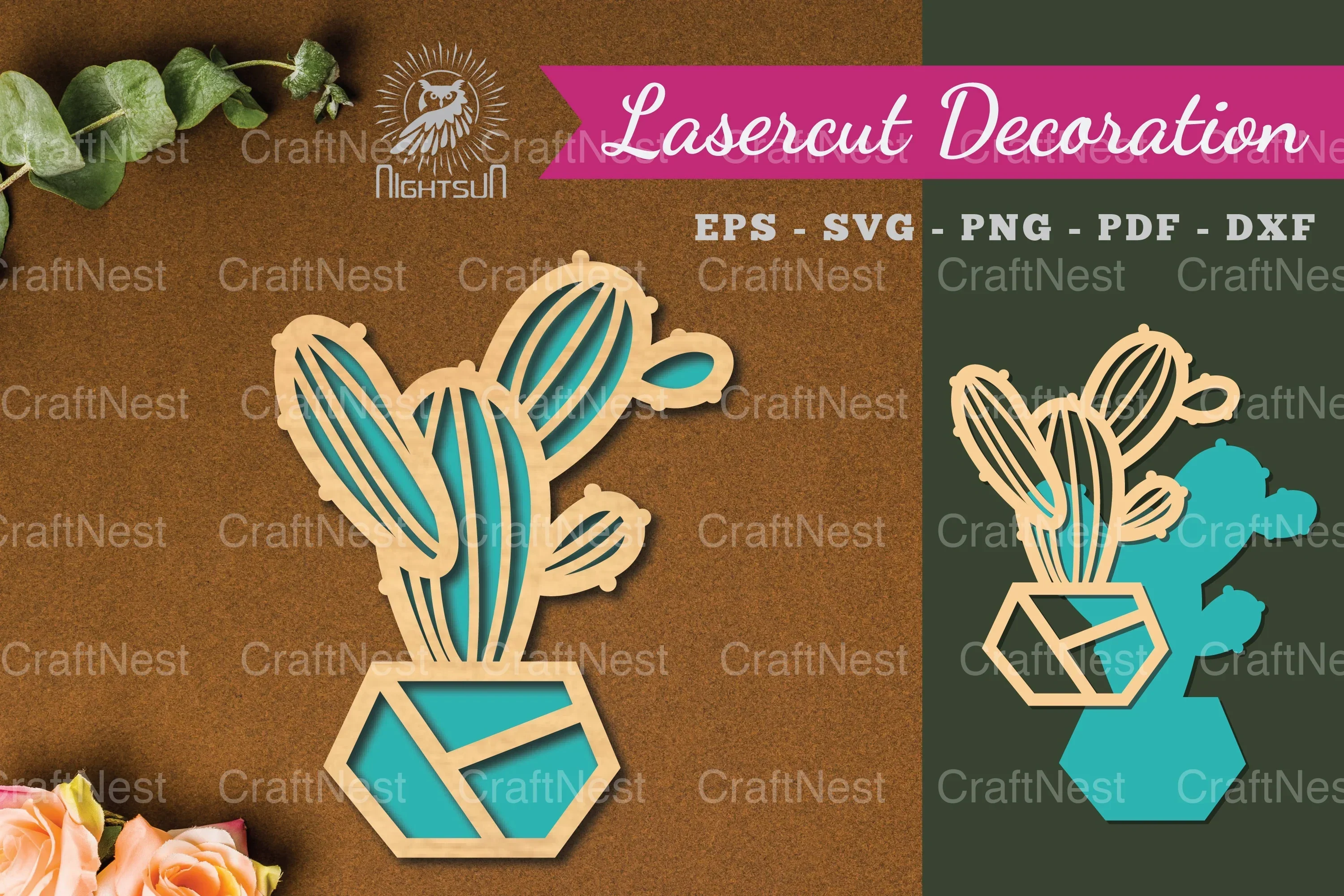 Cactus Laser Cut Decoration Clipart Bundle