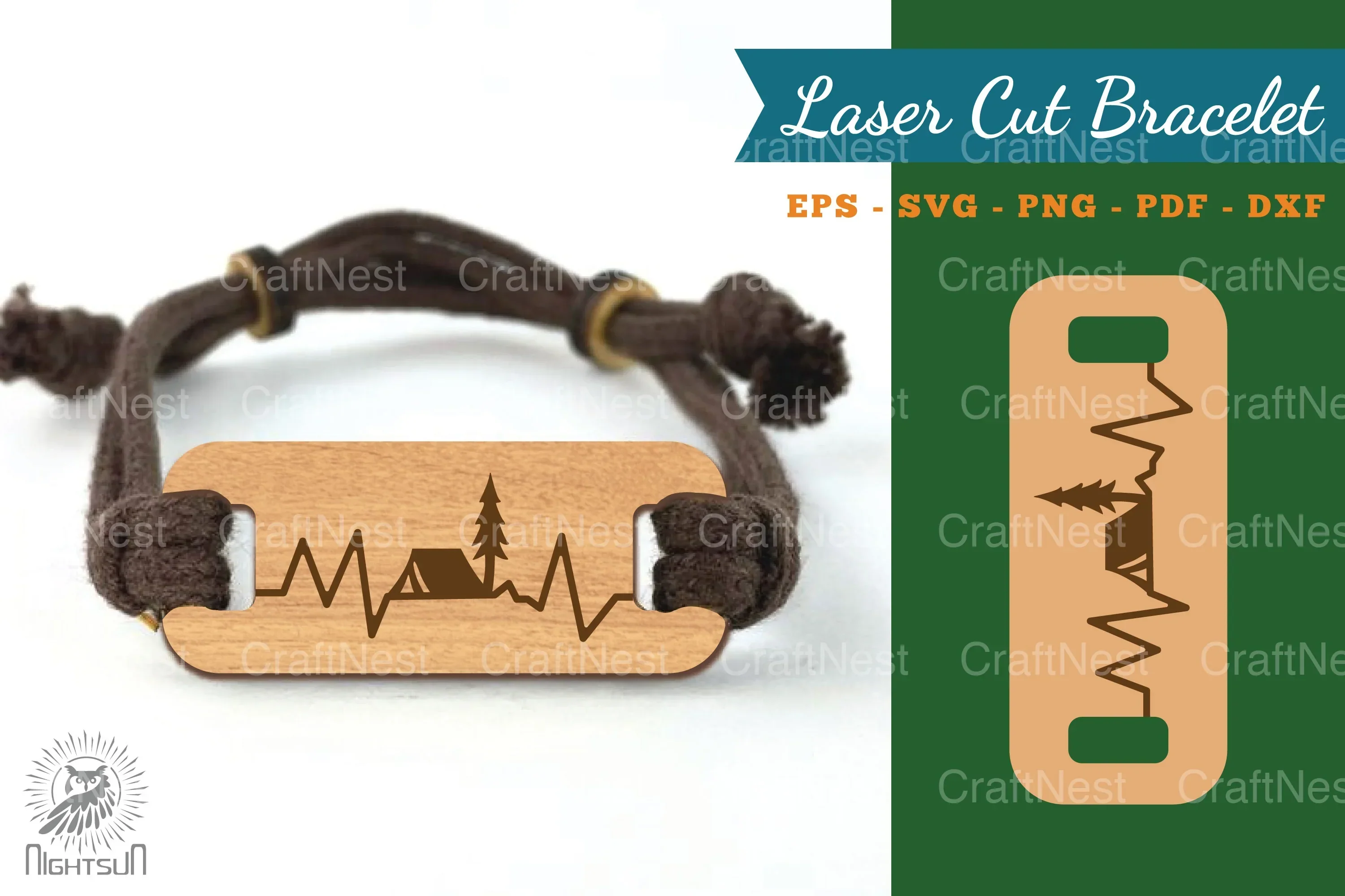 Camping Laser Cut Bracelet Design Bundle
