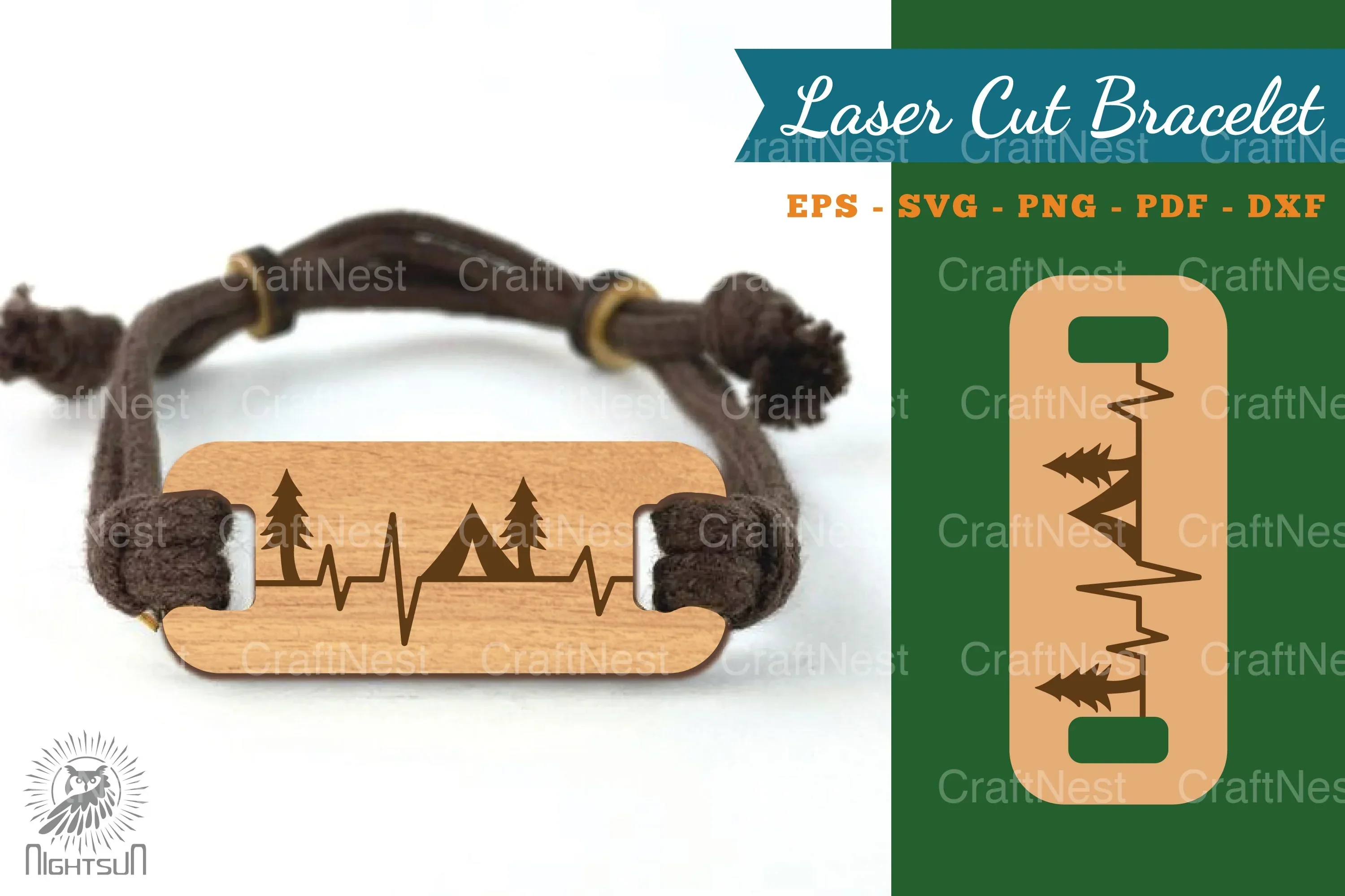 Camping Laser Cut Bracelet Design Bundle