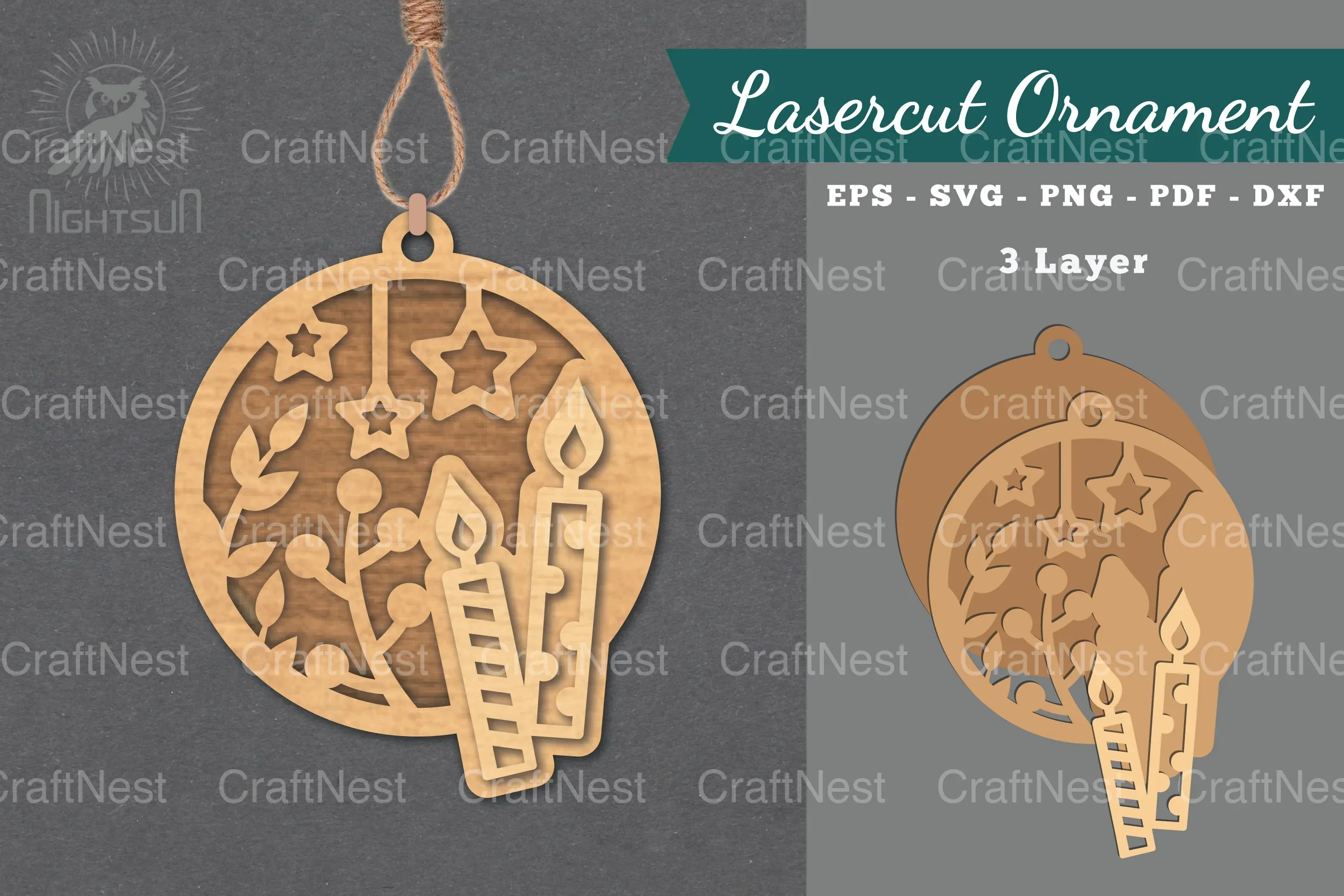 Candle Laser Cut Ornament SVG Bundle
