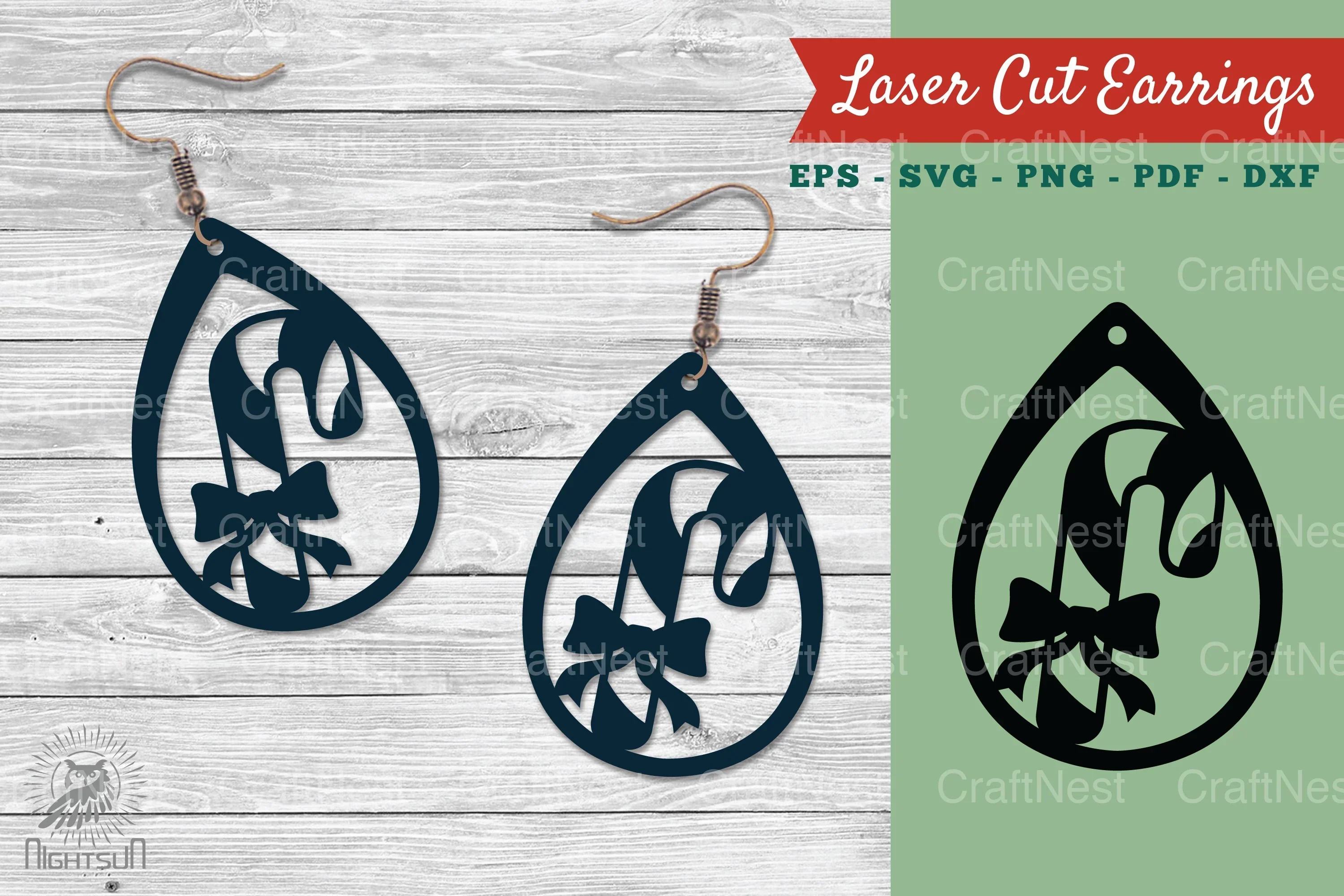 Candy Cane Earrings Design Clipart Bundle
