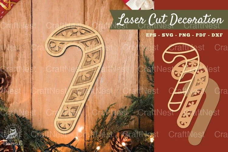 Candy Cane Flowers 3D Lasercut Decoration Clipart Bundle