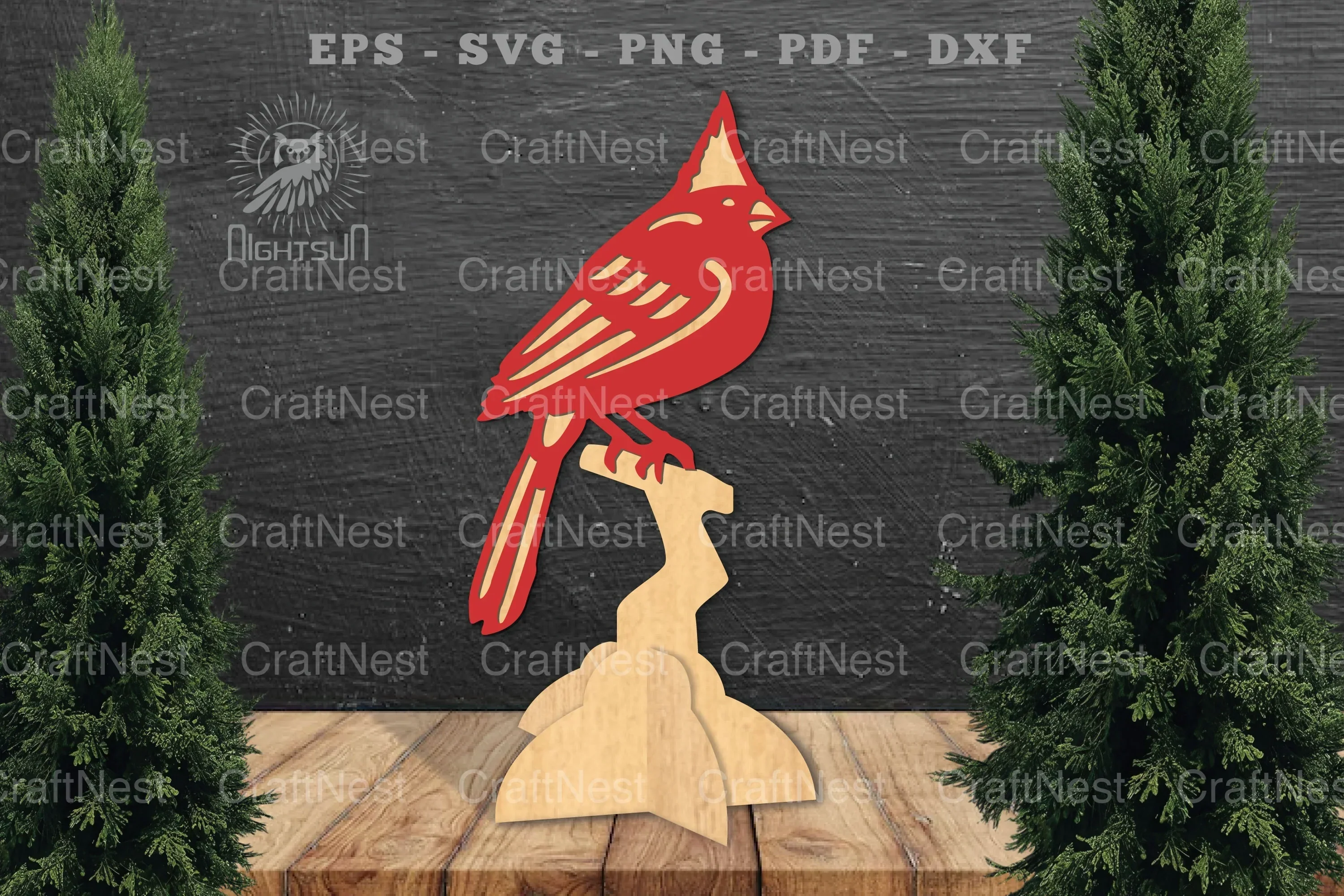 Cardinal Bird Laser Cut Home Decor Clipart Bundle