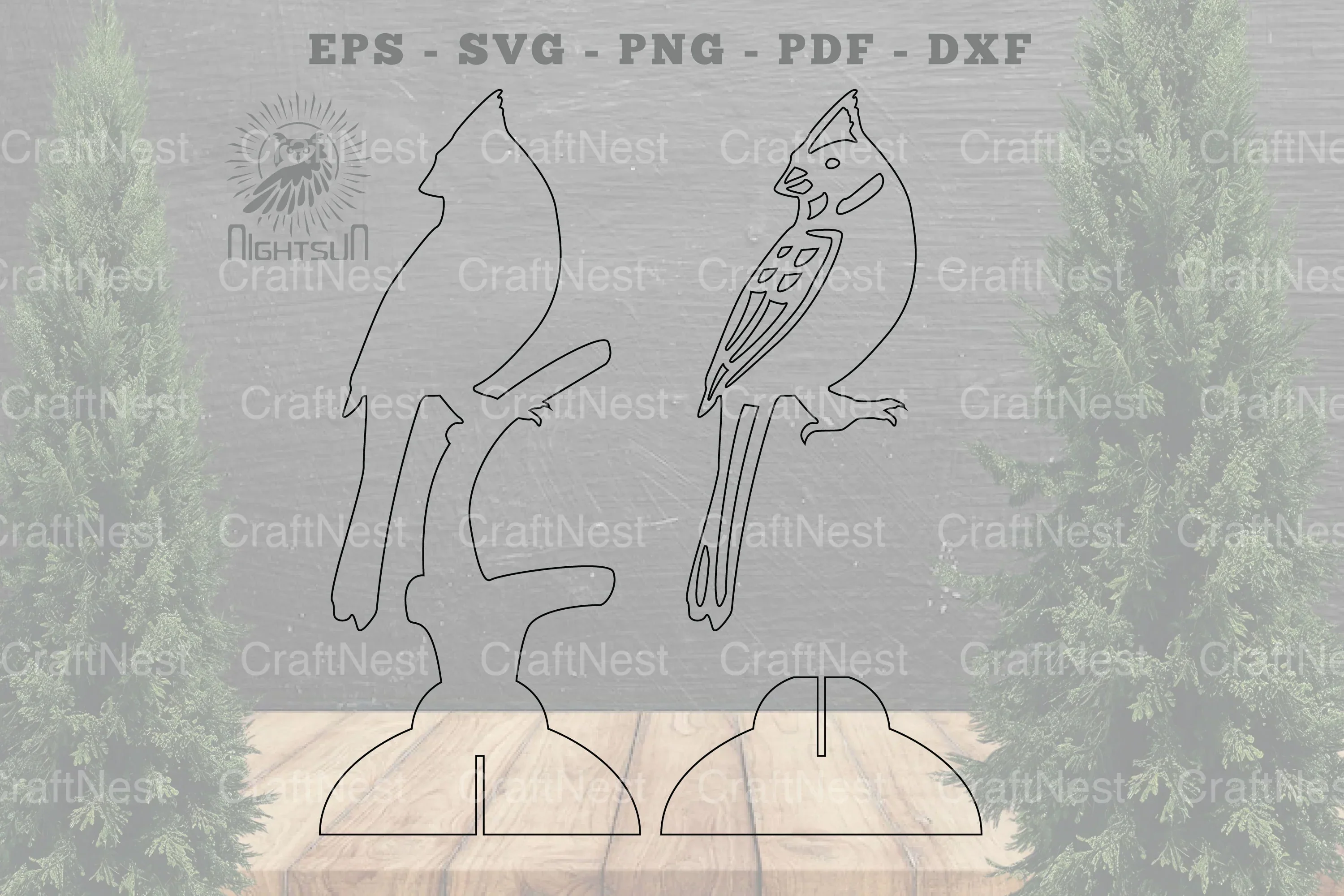 Cardinal Bird Laser Cut Home Decor SVG Bundle - Image 2