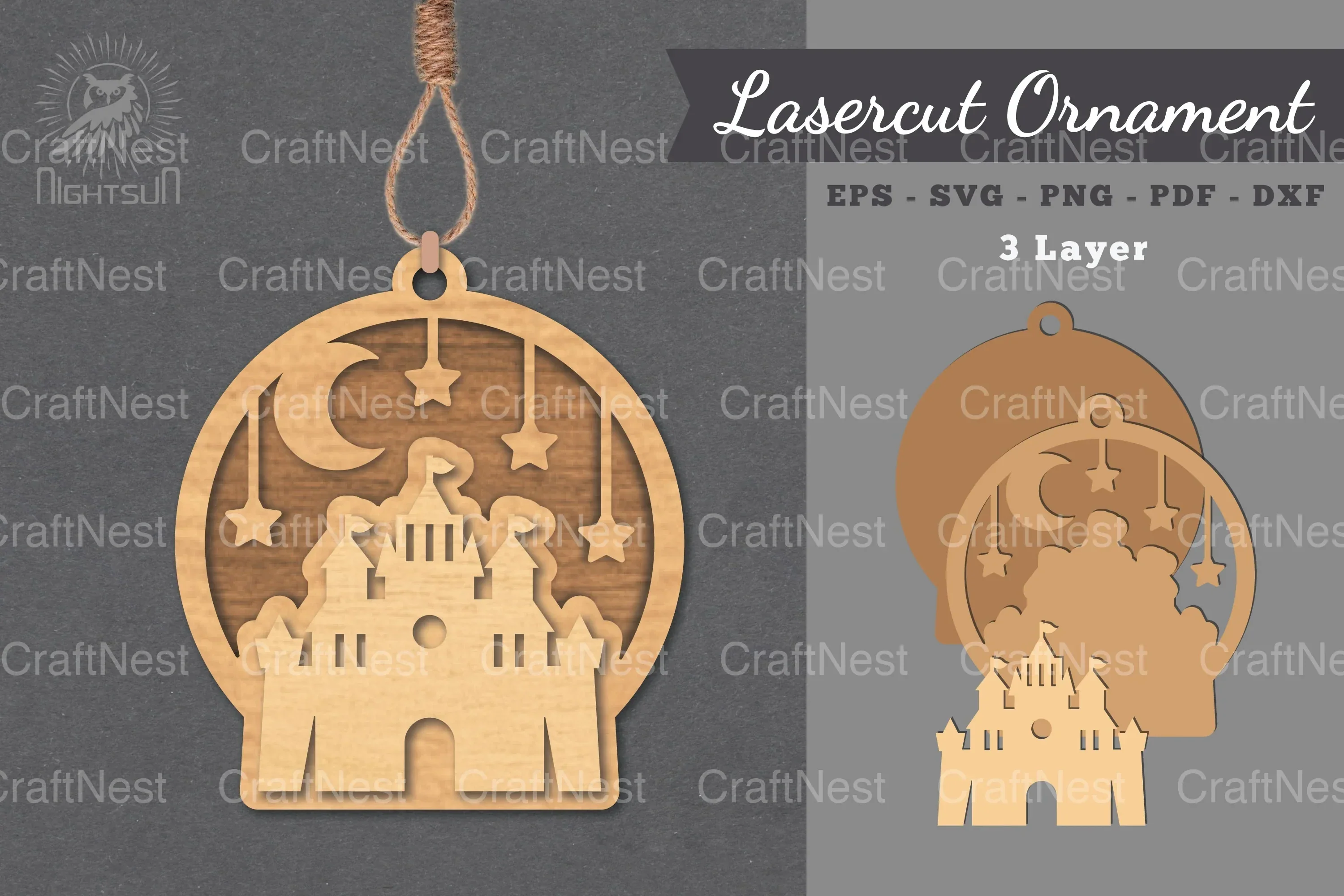 Castle Laser Cut Ornament Clipart Bundle