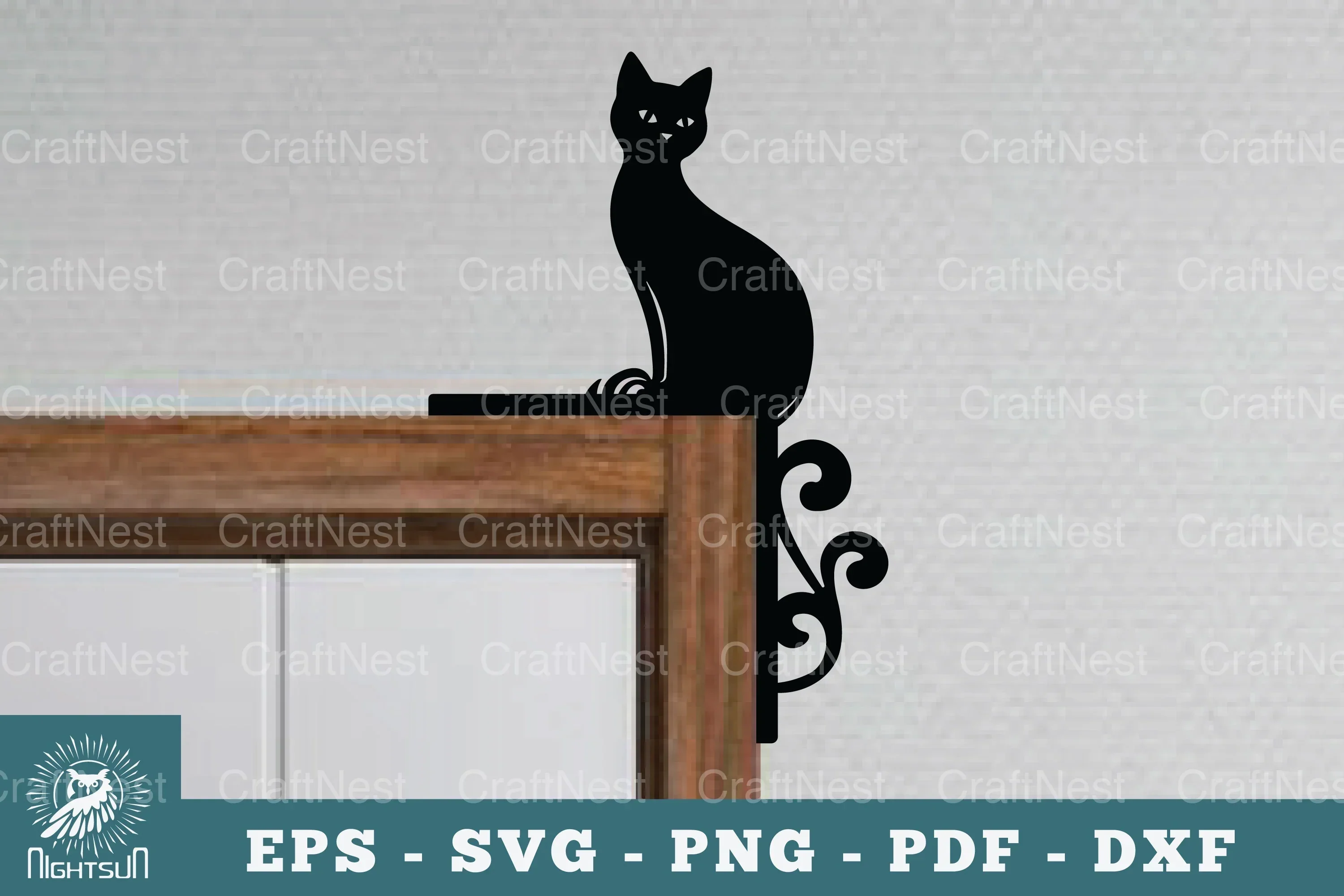 Cat Door Corner Lasercut Clipart Bundle