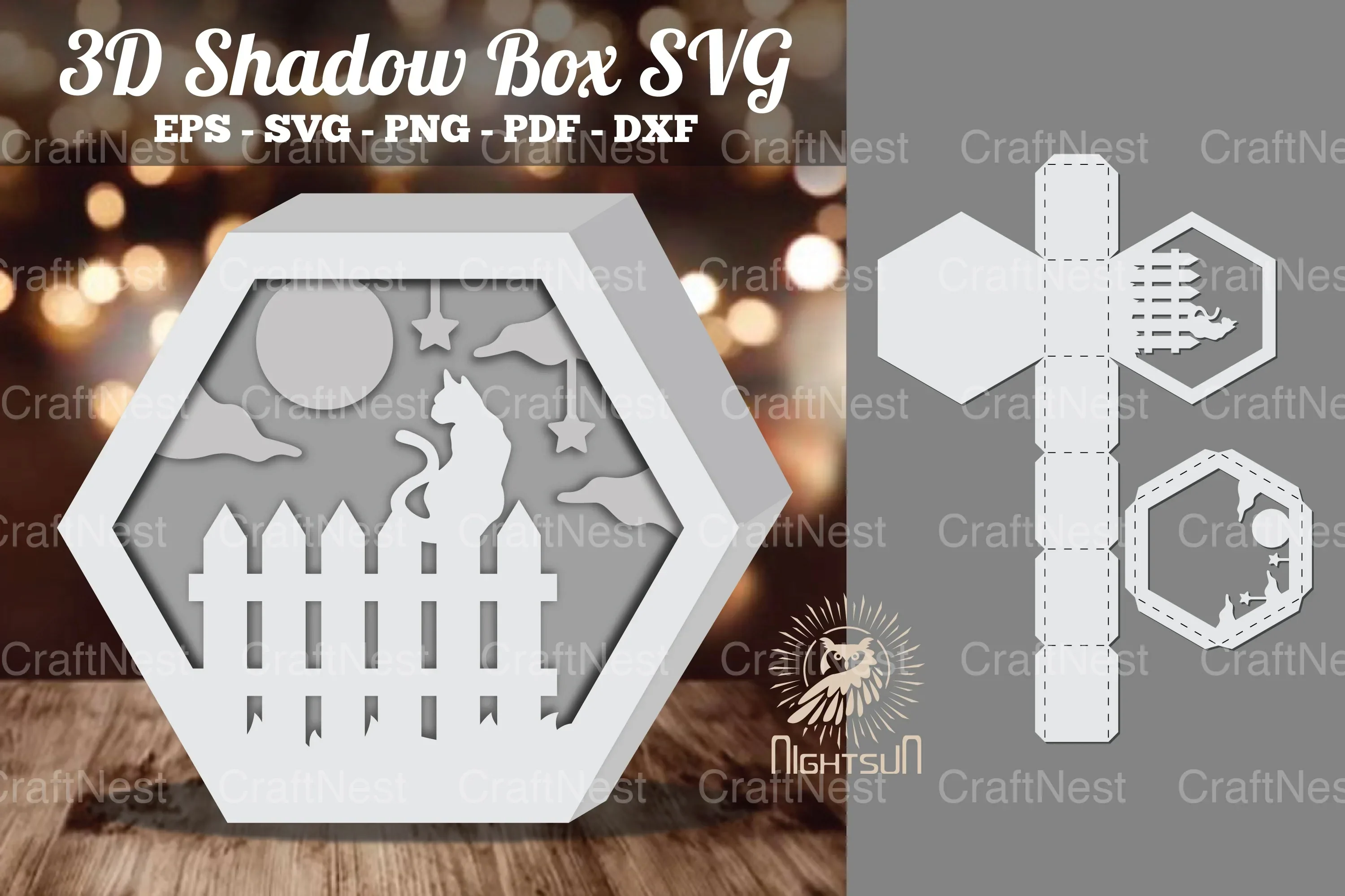 Cat Papercut 3D Shadow Box Clipart Bundle