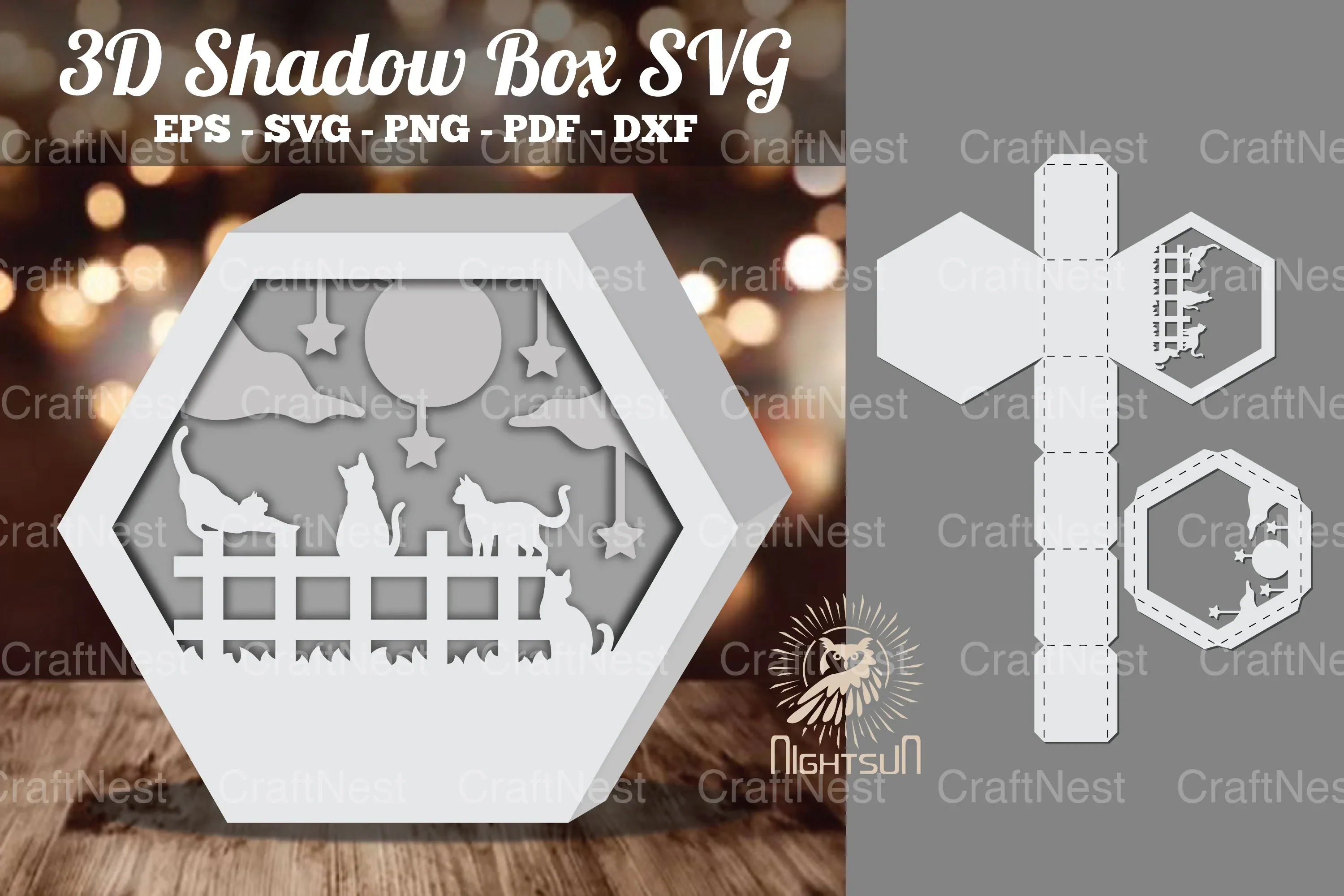 Cat Papercut 3D Shadow Box Clipart Bundle