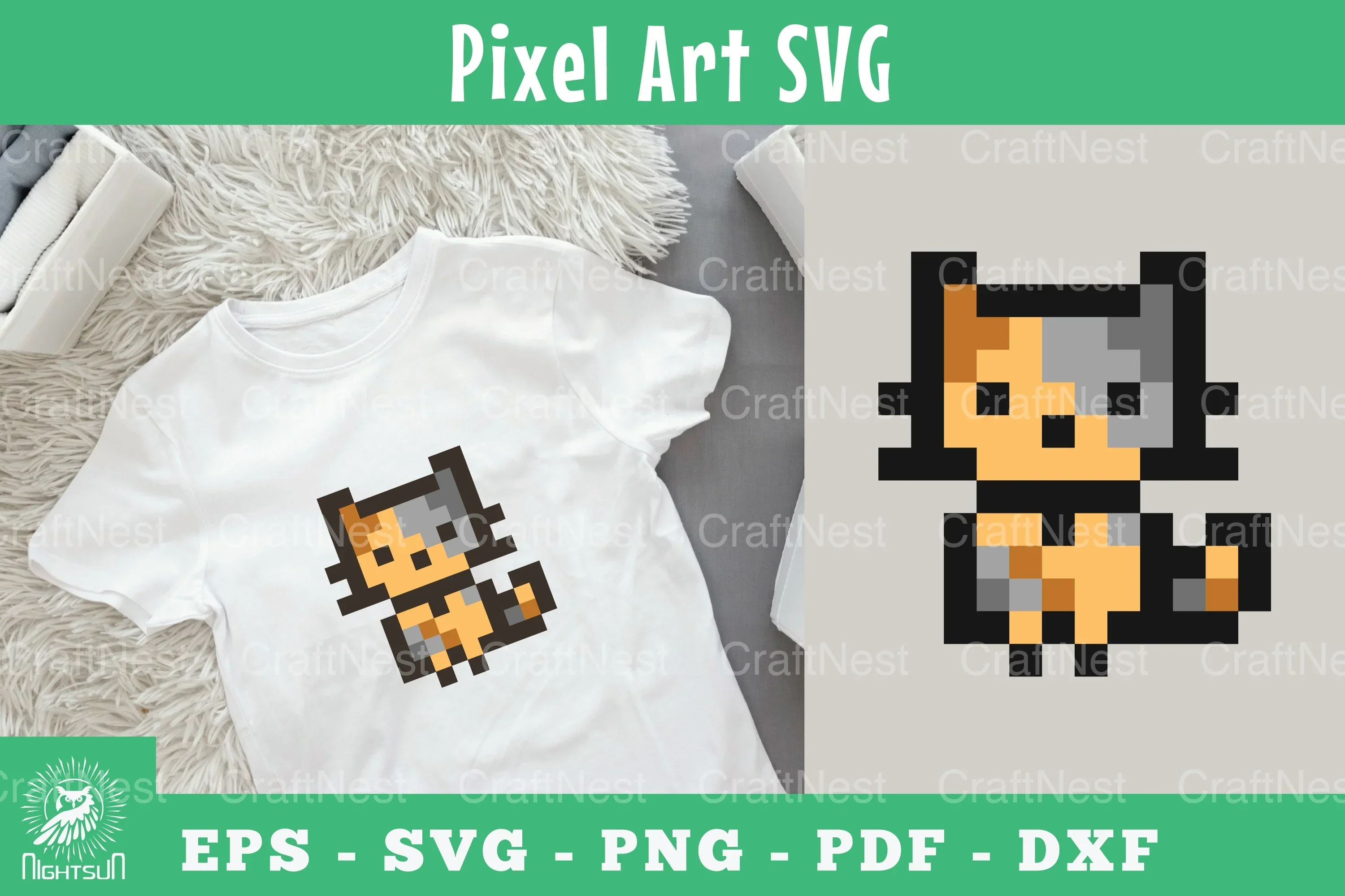 Cat Pixel Art Clipart Bundle