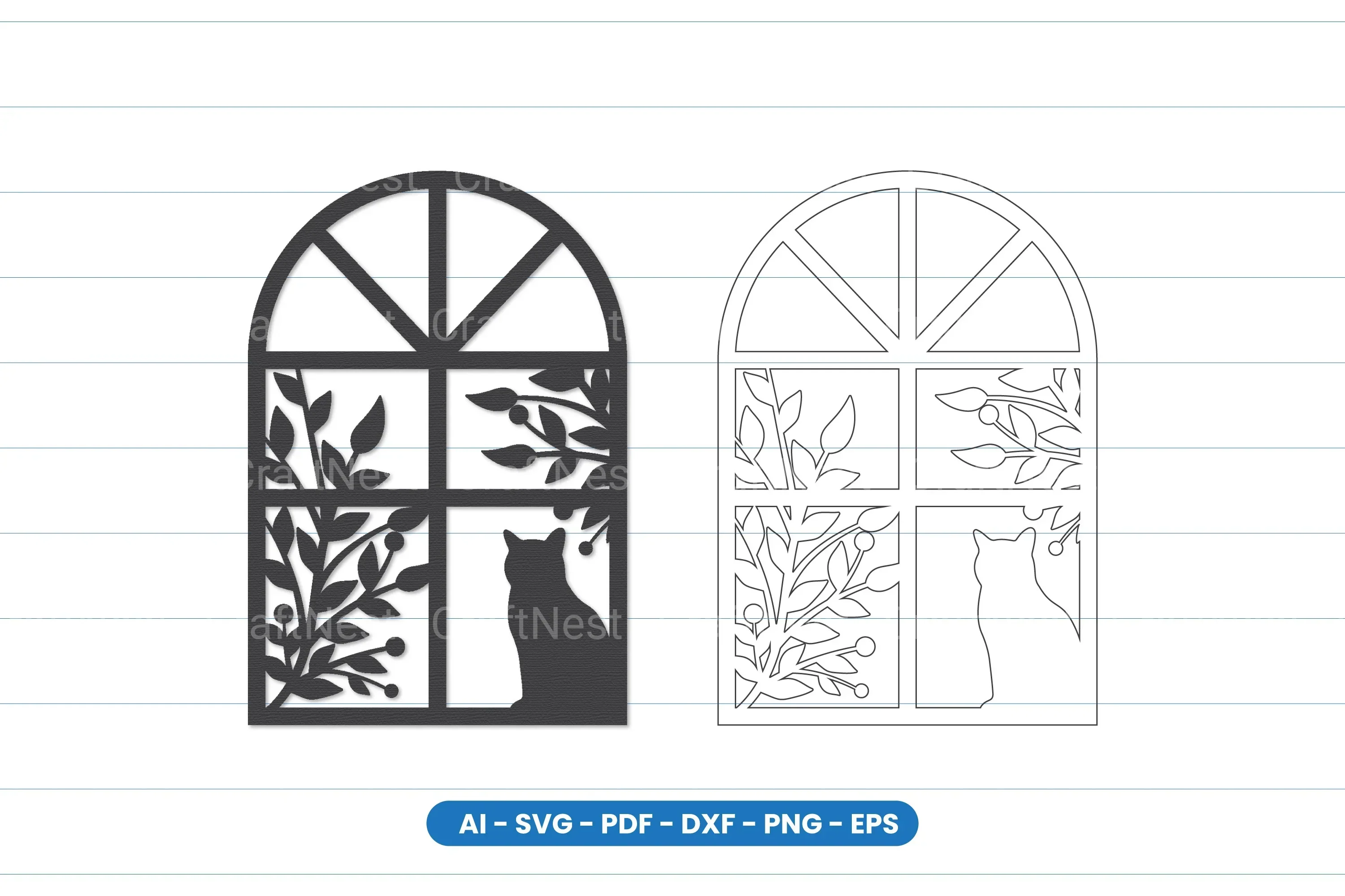 Cat Window Scene Laser Cut SVG Bundle