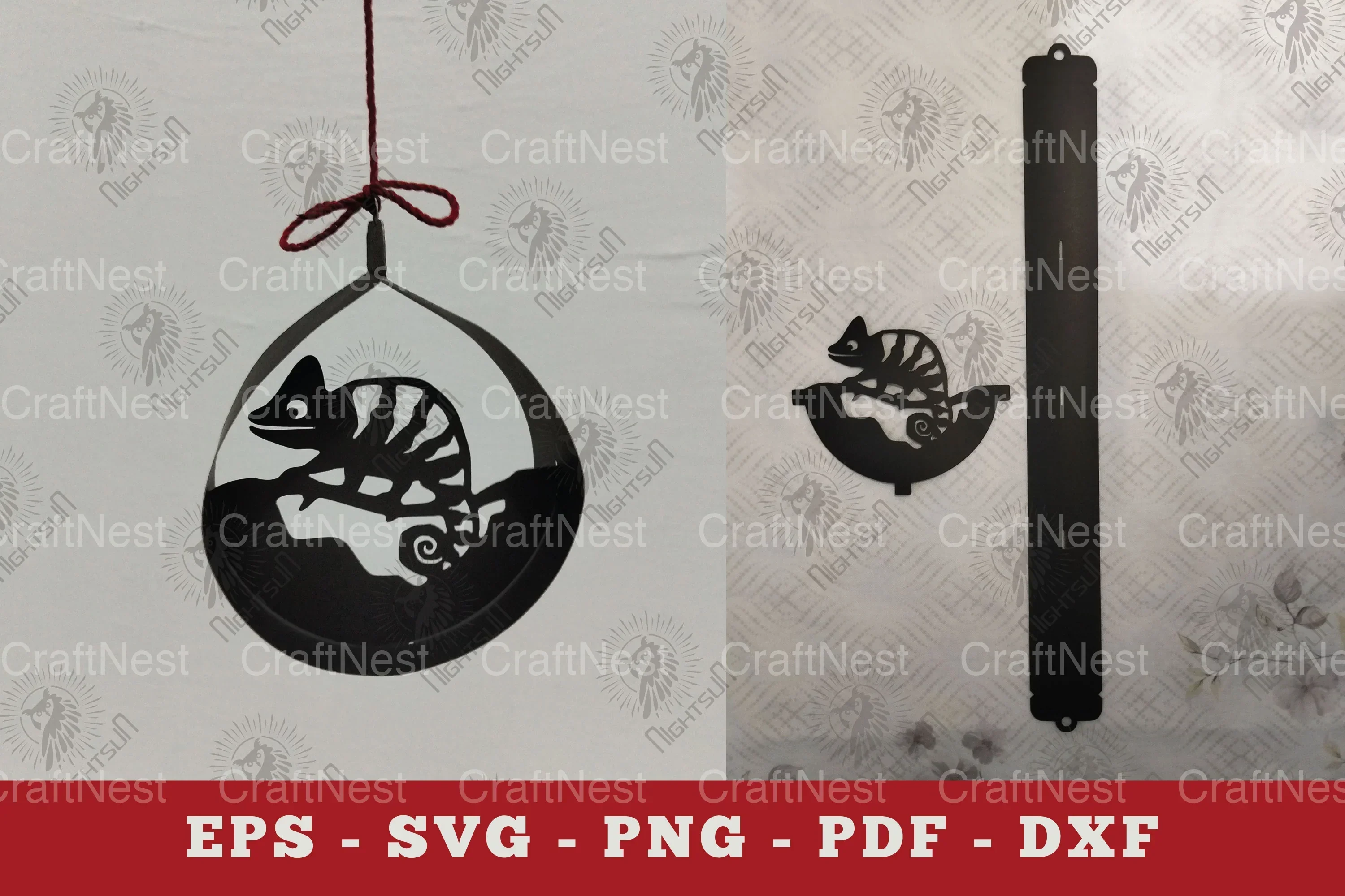 Chameleon Papercut Ornament Clipart Bundle