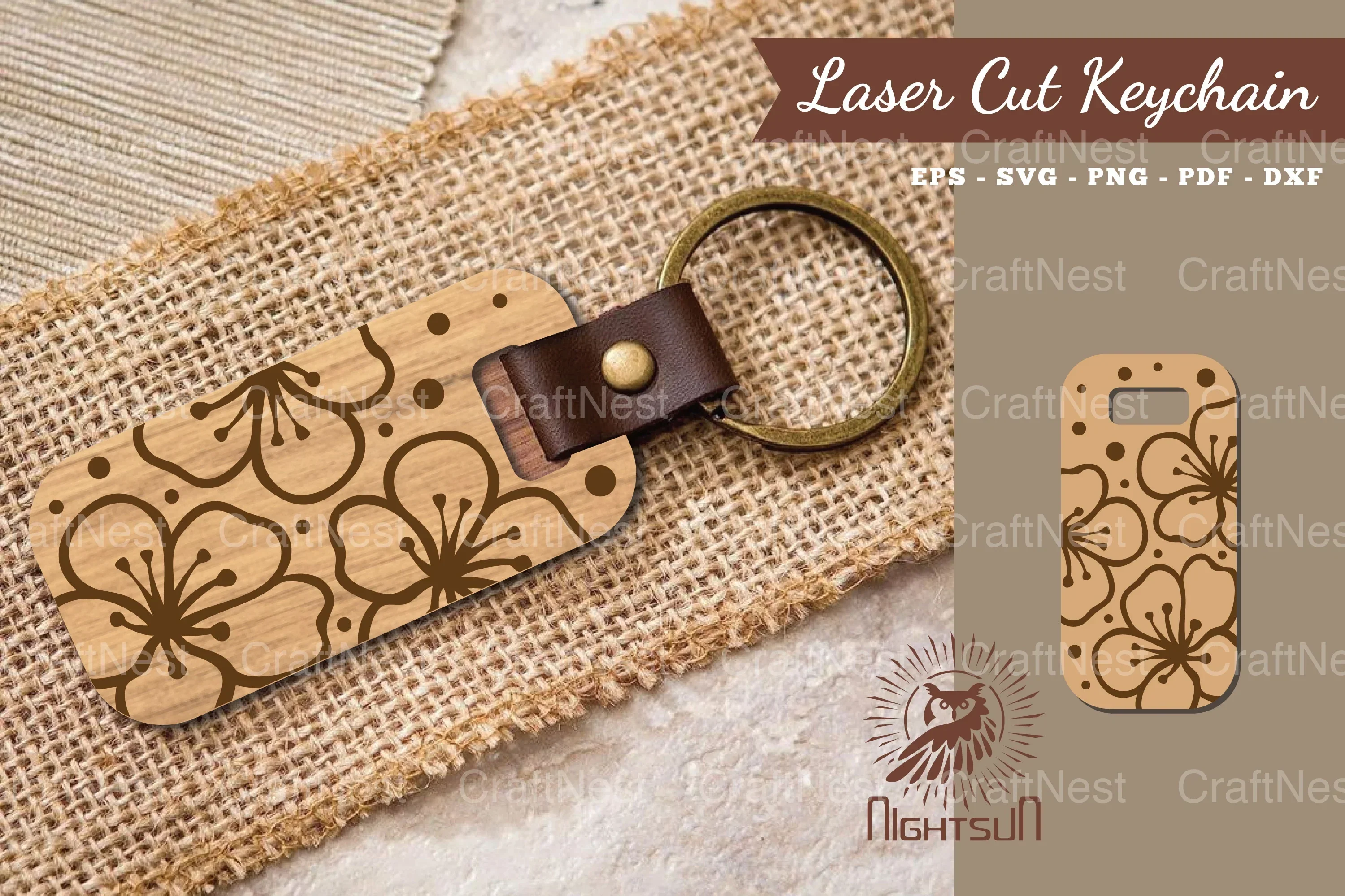 Cherry Blossom Laser Cut Keychain Design Bundle