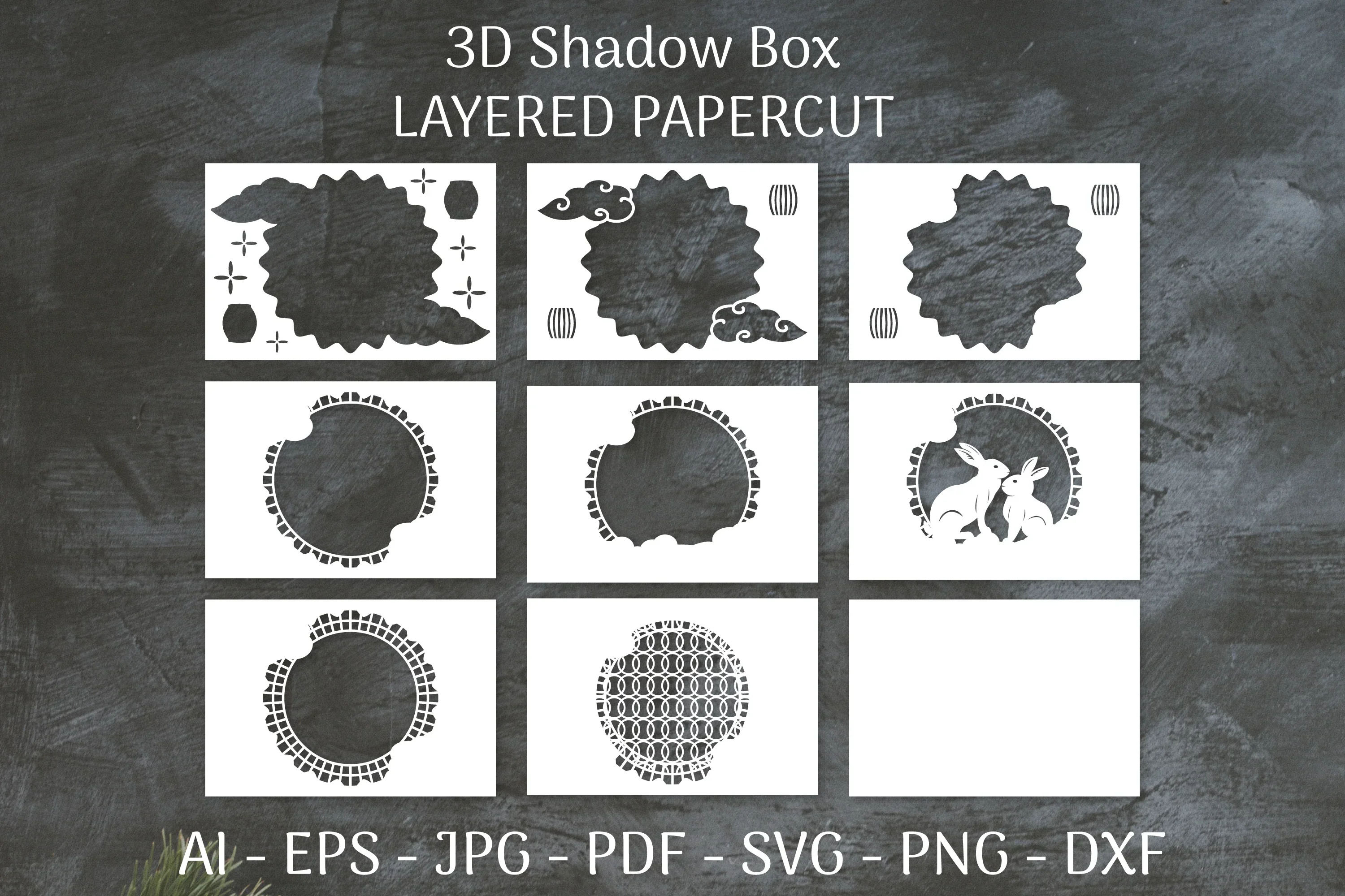 Chinese 3D Shadow Box Layered Papercut SVG Bundle - Image 2