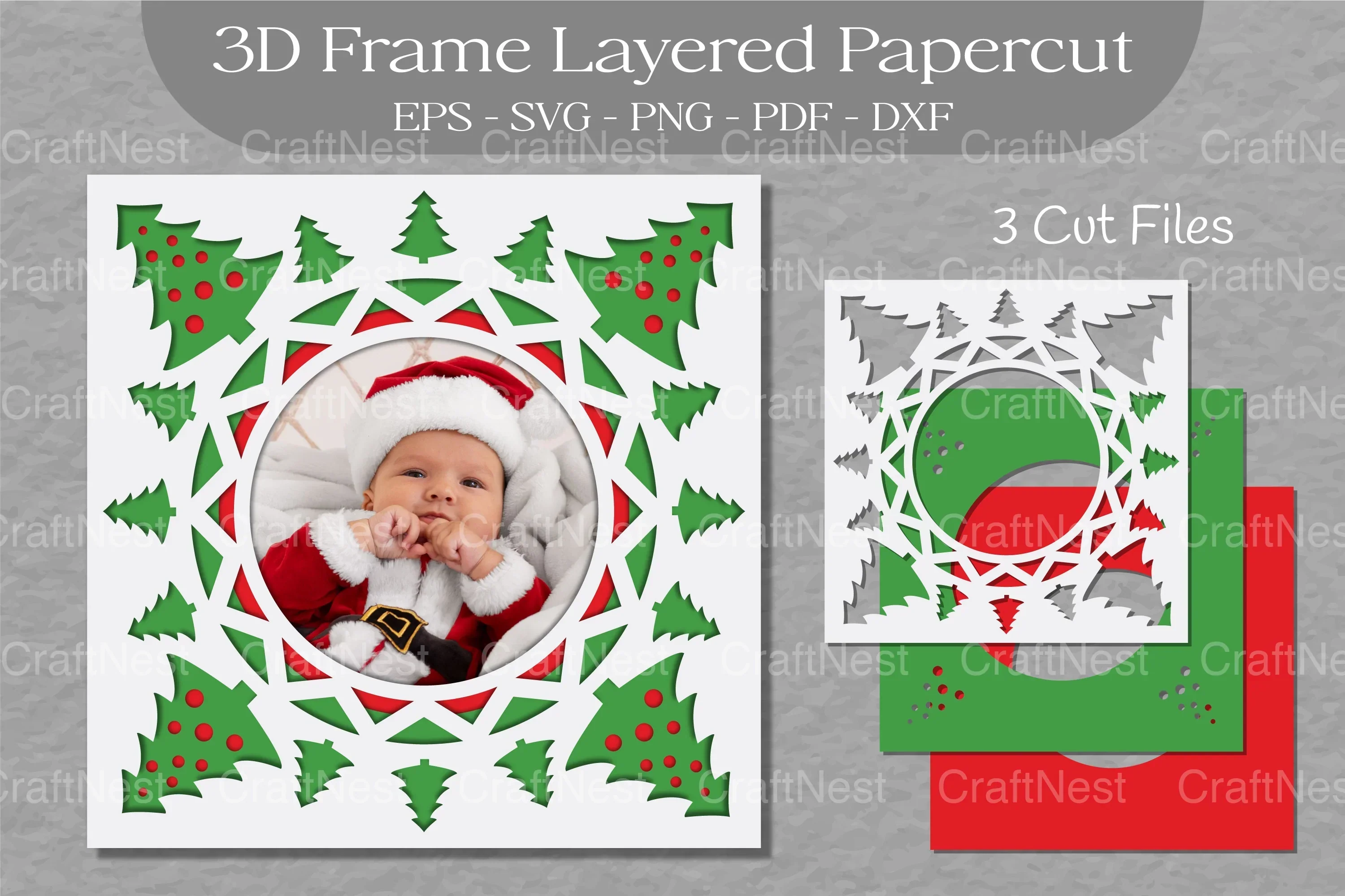 Christmas 3D Frame Layered Papercut SVG Bundle
