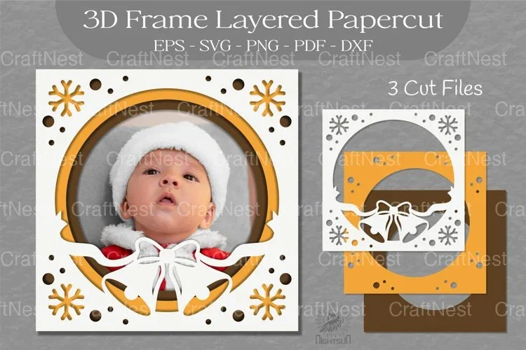 Christmas 3D Frame Layered SVG Bundle